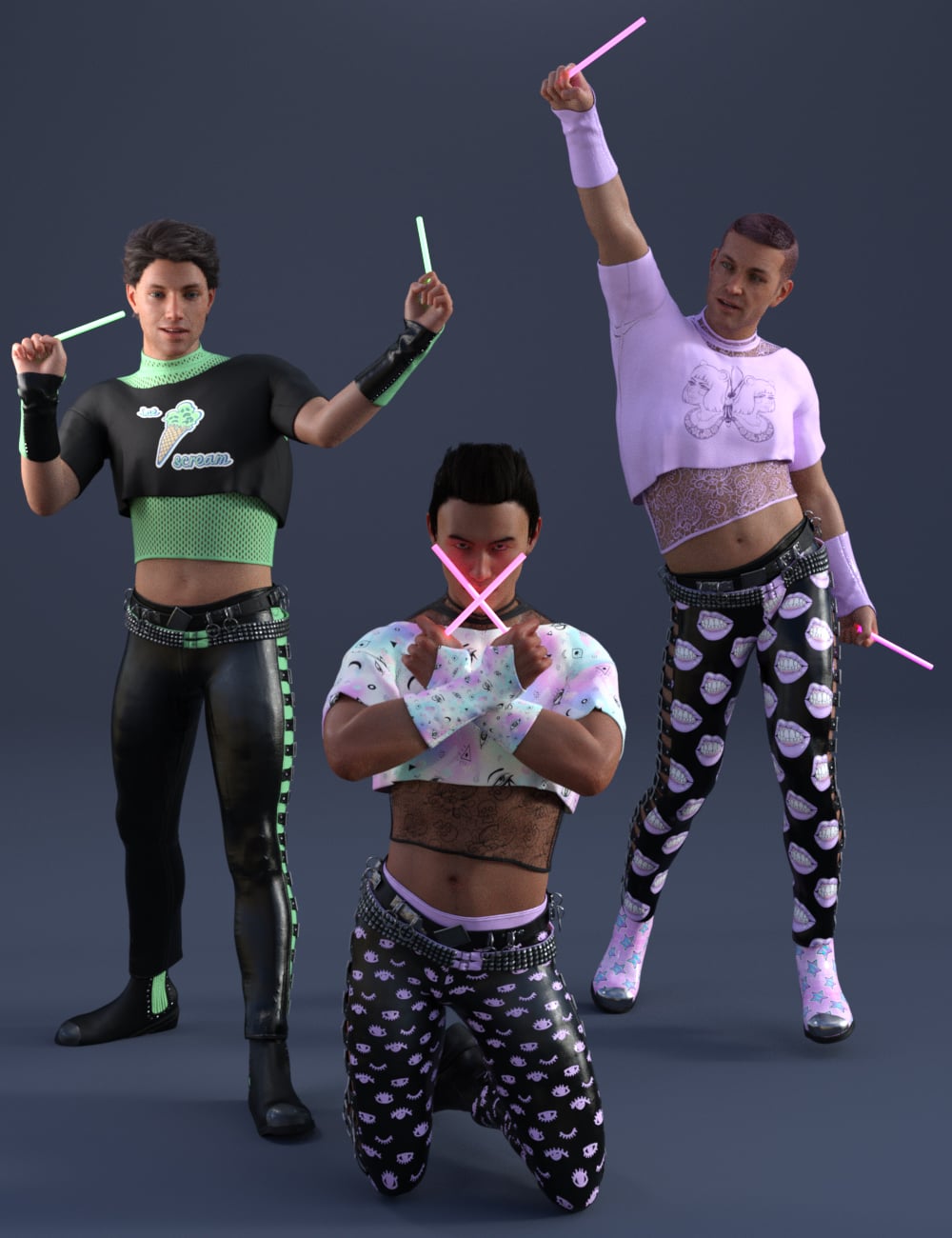 Rocker Dude Pastel Goth Textures | Daz 3D