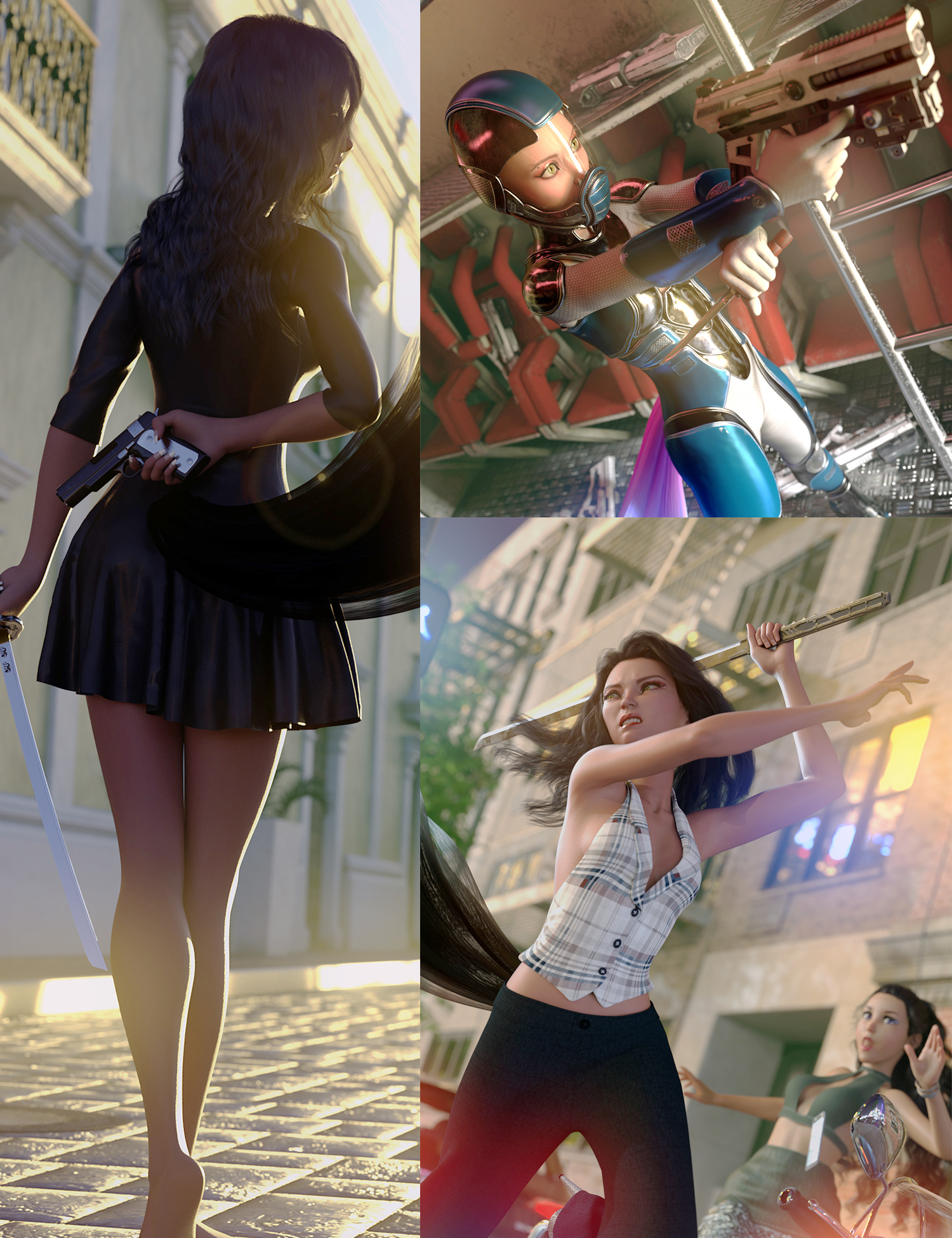 Swords and Guns Poses for Kiko 8.1 by: Devon, 3D Models by Daz 3D