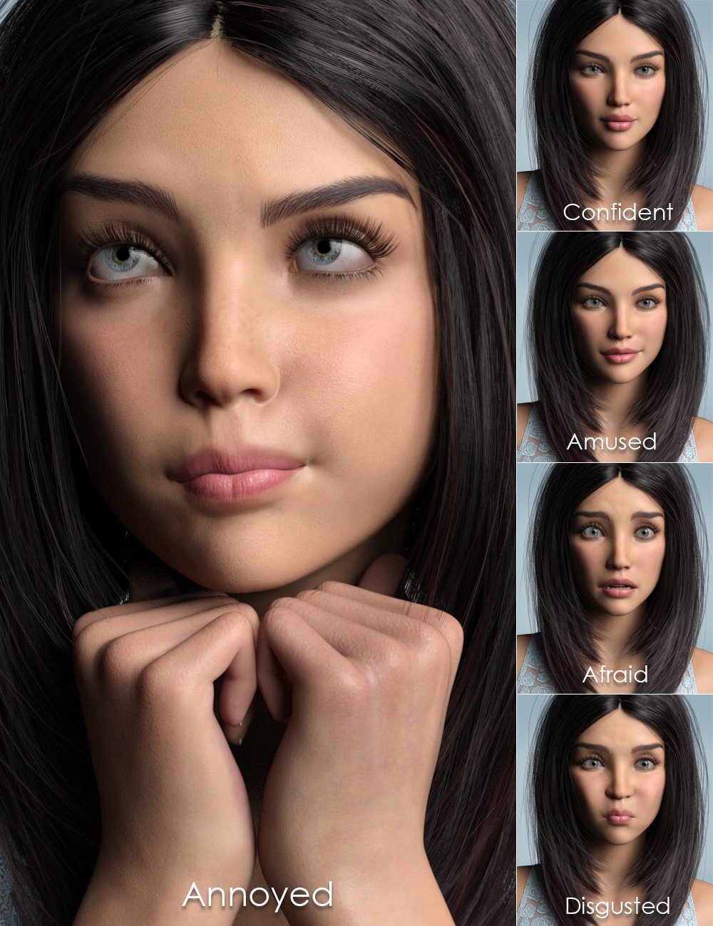 Every Day Emotions for Genesis 8.1 Female by: P3Design, 3D Models by Daz 3D