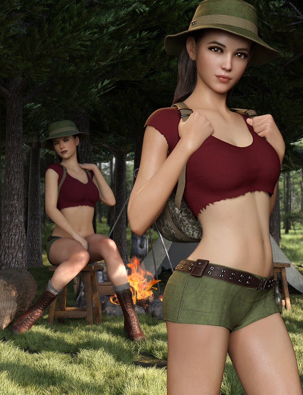 Jungle Girl Outfit Set for Genesis 8 and 8.1 Females by: Mytilus, 3D Models by Daz 3D