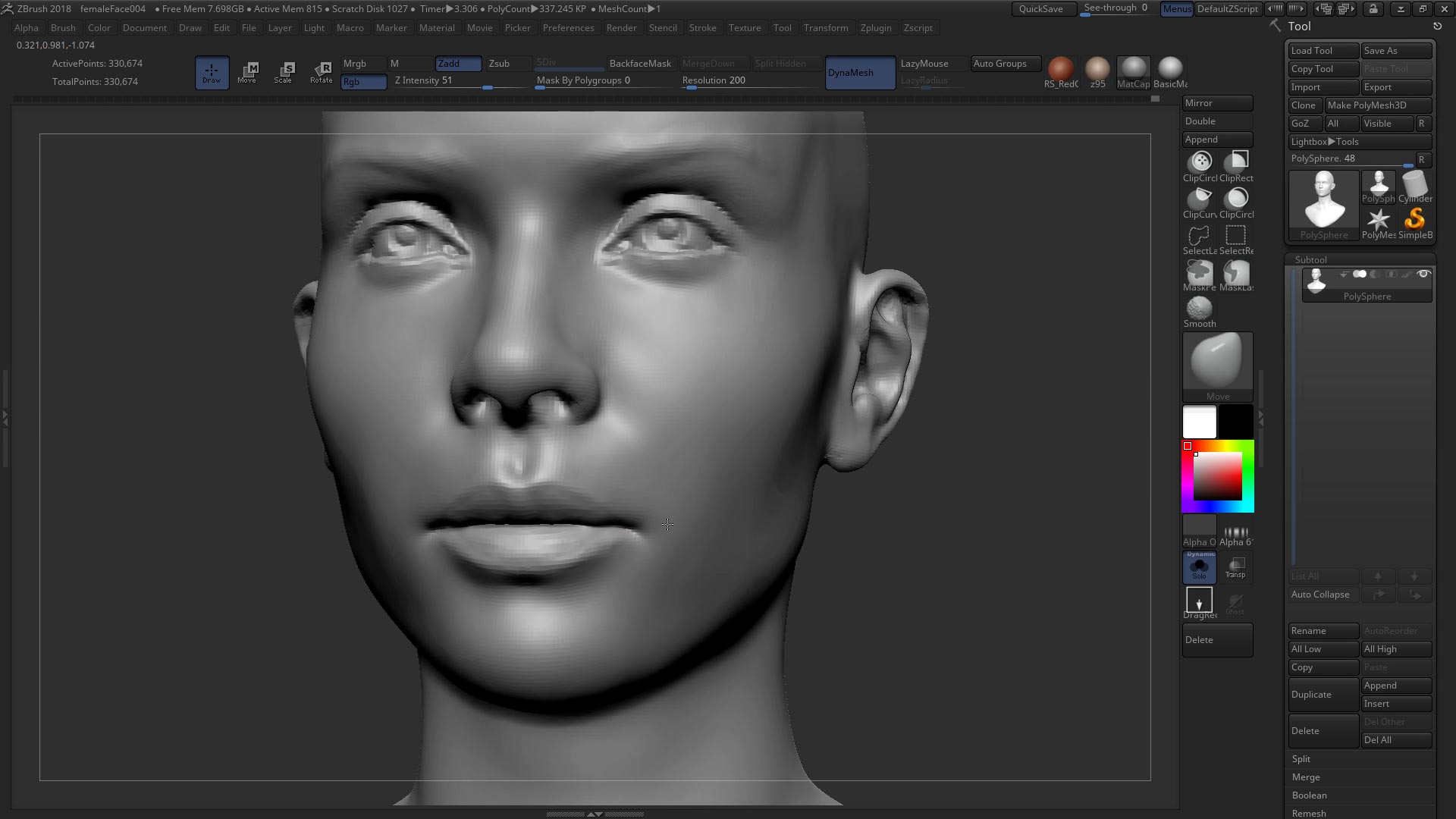 Sculpting a Realistic Female Face in ZBrush by: FlippedNormals, 3D Models by Daz 3D