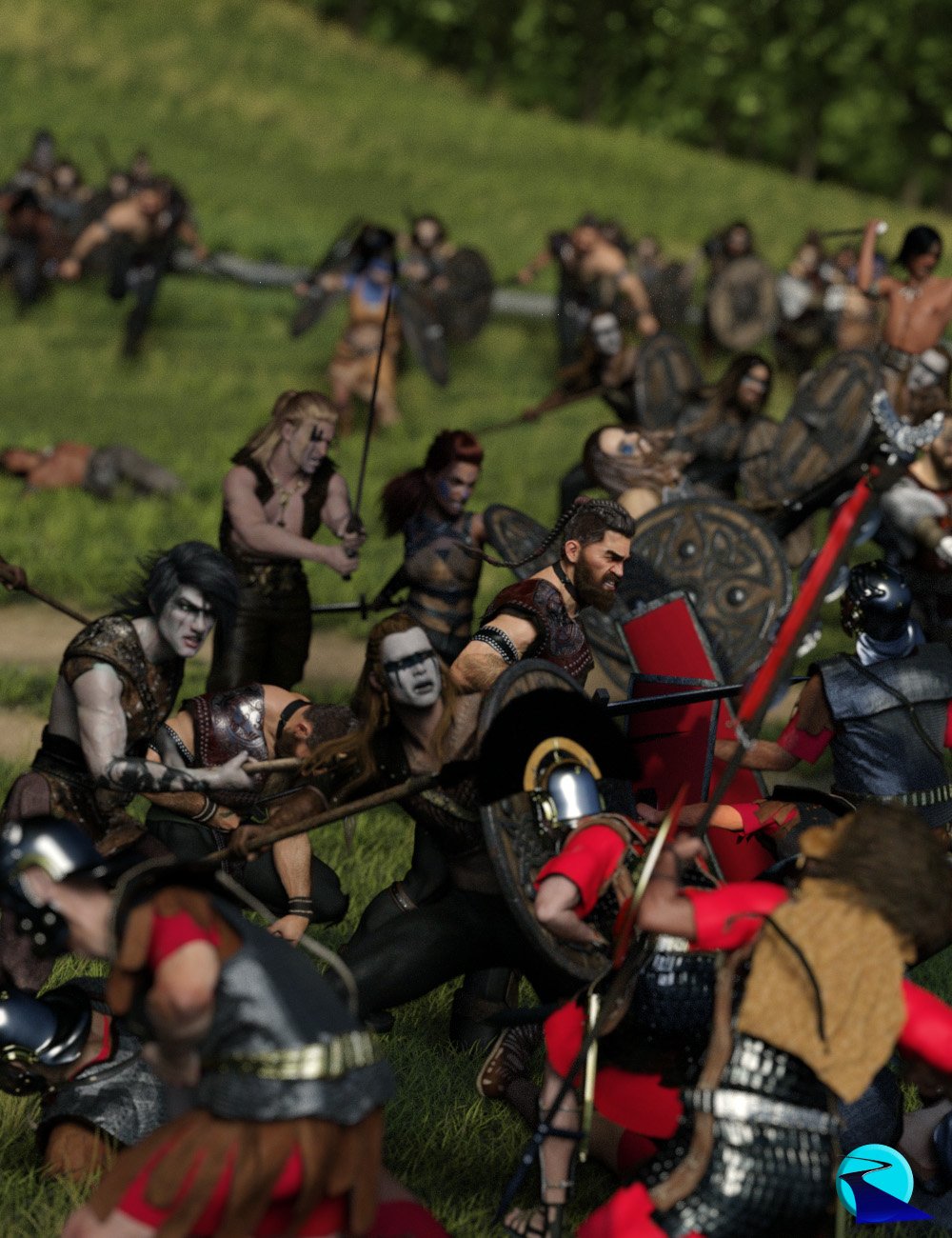 Now-Crowd Billboards - Barbarian Warriors Fighting (Barbarian Warriors Vol III) by: RiverSoft Art, 3D Models by Daz 3D