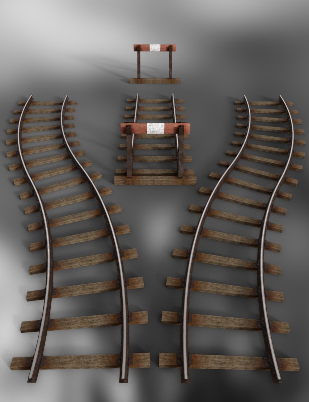 Modular Railway Track Set by: Censored, 3D Models by Daz 3D