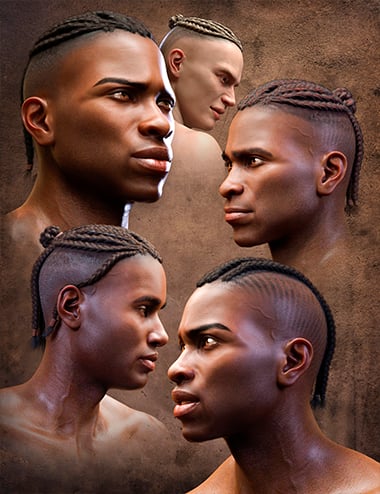 Corn Row Hair Set for Genesis 8.1 and Genesis 8 Males by: Matari3D, 3D Models by Daz 3D