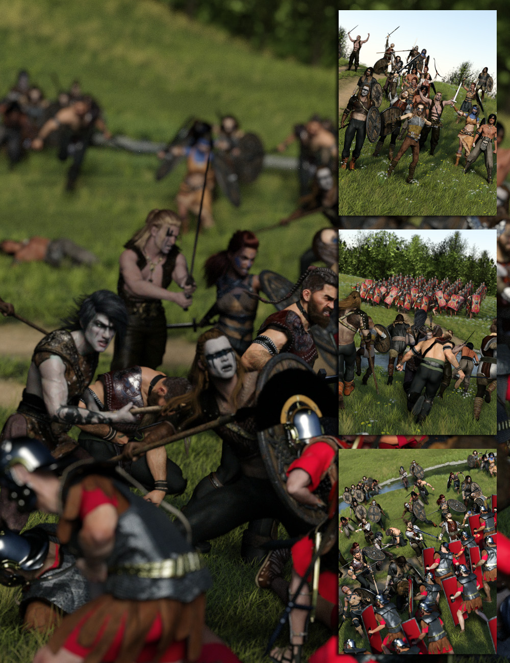 Now-Crowd Billboards - Barbarian Warriors Bundle by: RiverSoft Art, 3D Models by Daz 3D