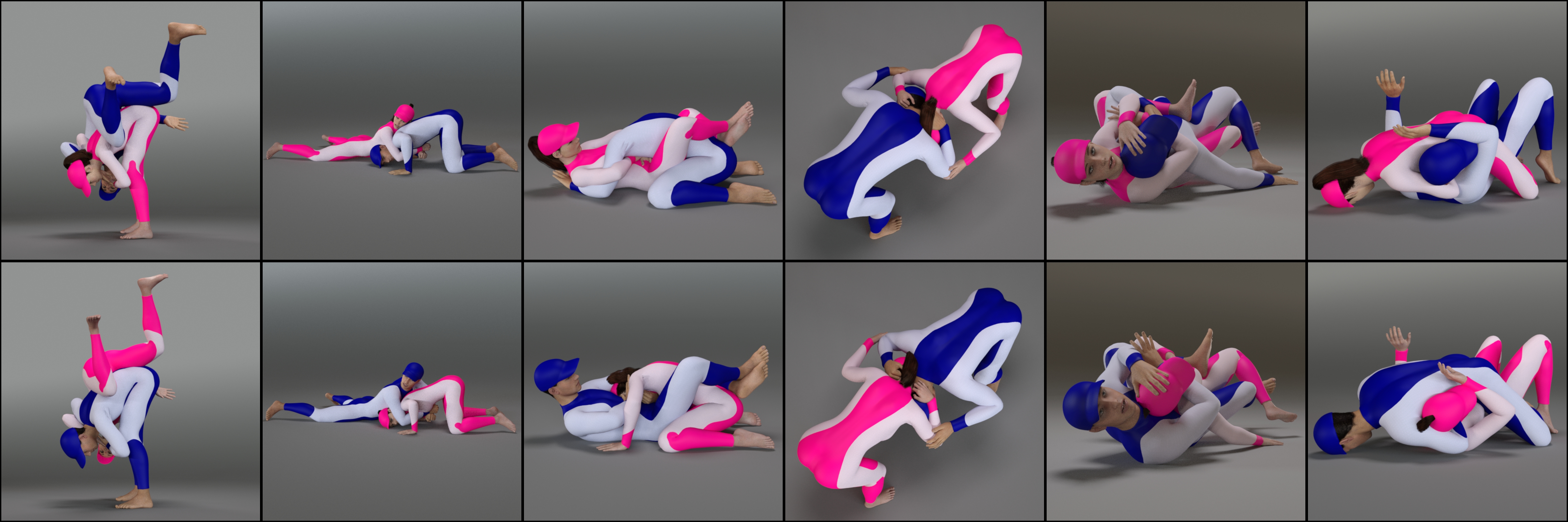 Grappling Poses Volume 1 for Genesis 8 and 8.1 Male and Female by: atrilliongames, 3D Models by Daz 3D