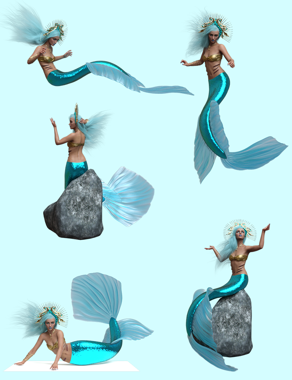 Mermaid Song Hierarchical Poses for Coral 8.1 by: Ensary, 3D Models by Daz 3D