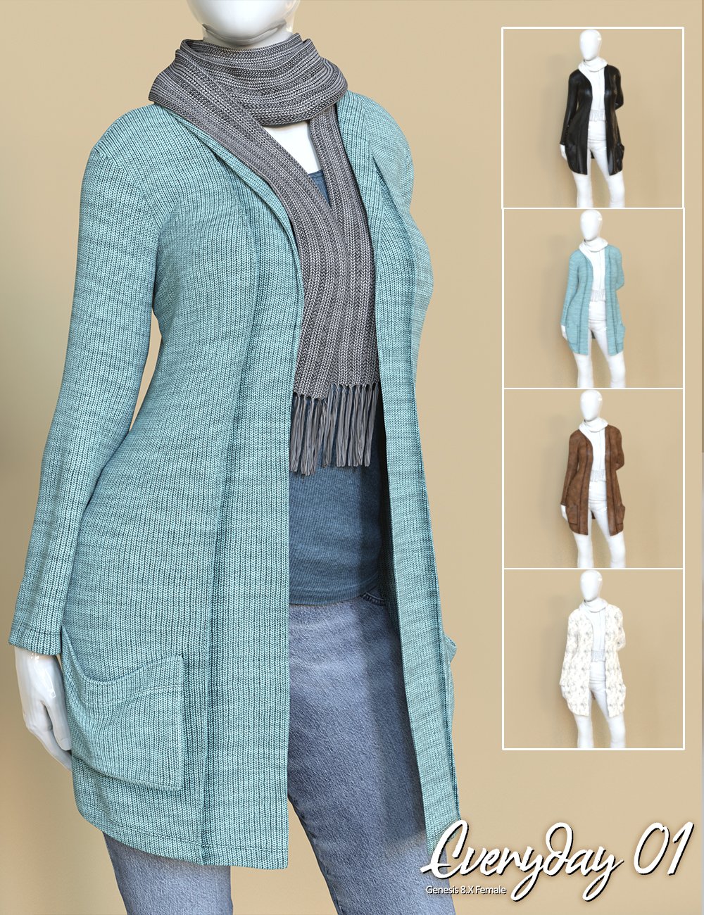 Everyday 01 dForce Clothing Set for Genesis 8 Female | Daz 3D