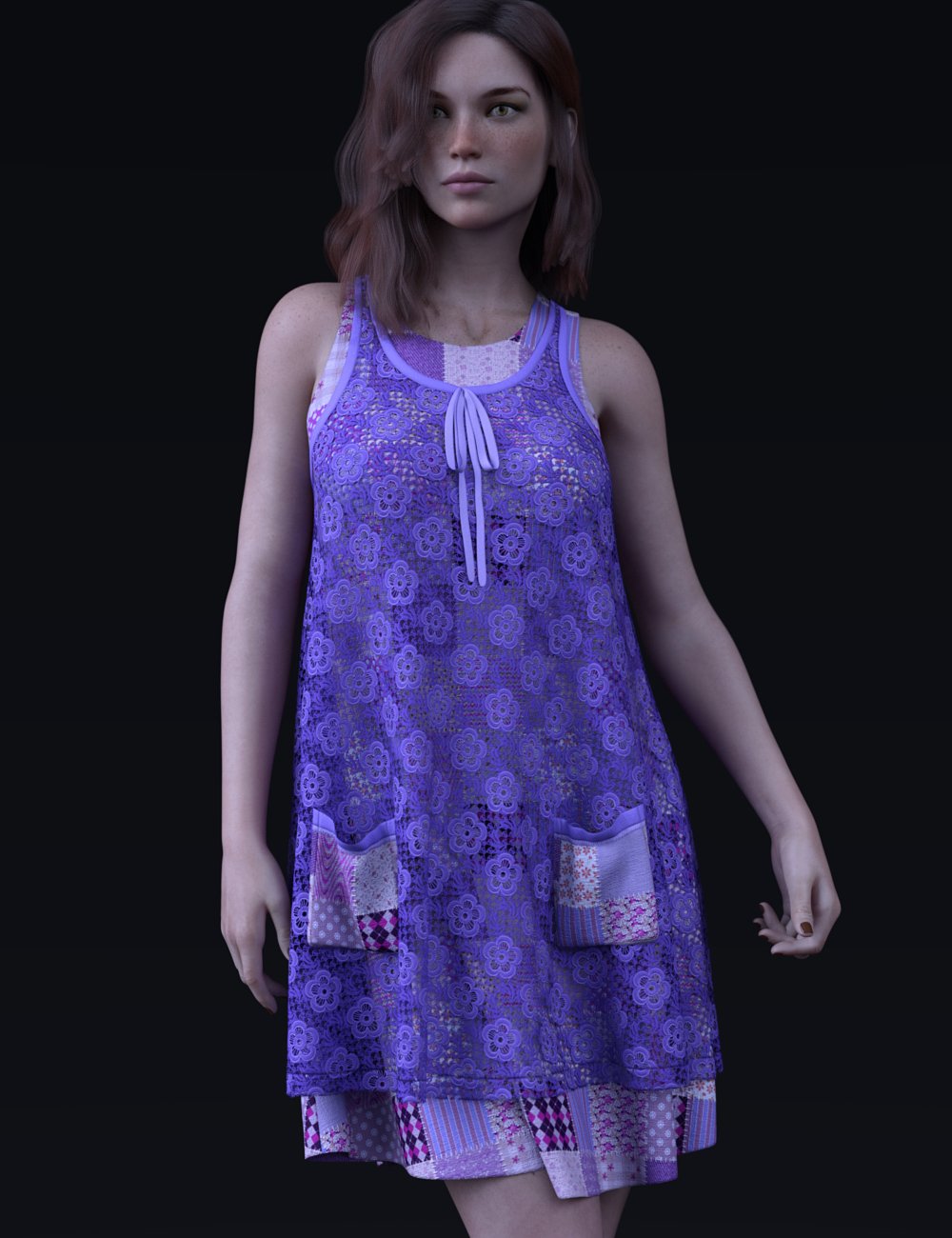 dForce Wallflower Layer Outfit for Genesis 8 and 8.1 Females by: Leviathan, 3D Models by Daz 3D