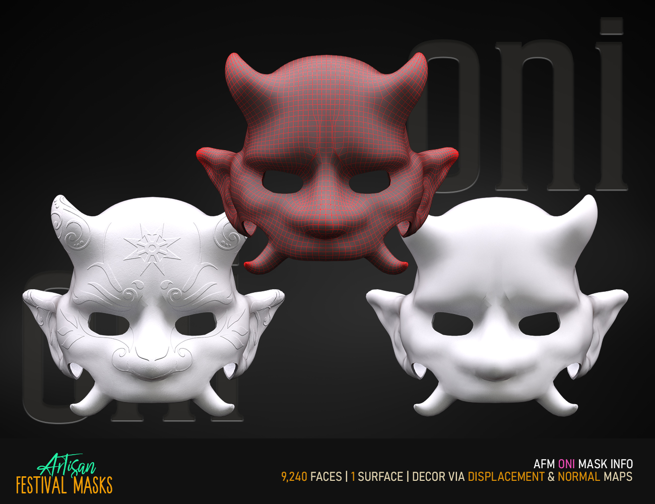 Artisan Festival Masks for Genesis 8 by: FenixPhoenixEsid, 3D Models by Daz 3D