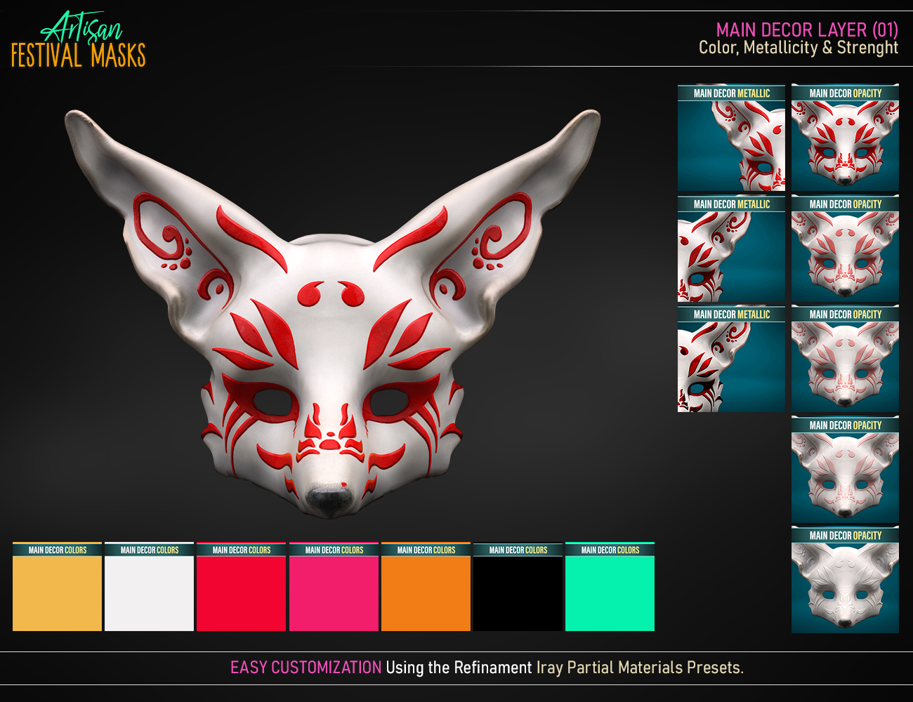 Artisan Festival Masks for Genesis 8 by: FenixPhoenixEsid, 3D Models by Daz 3D