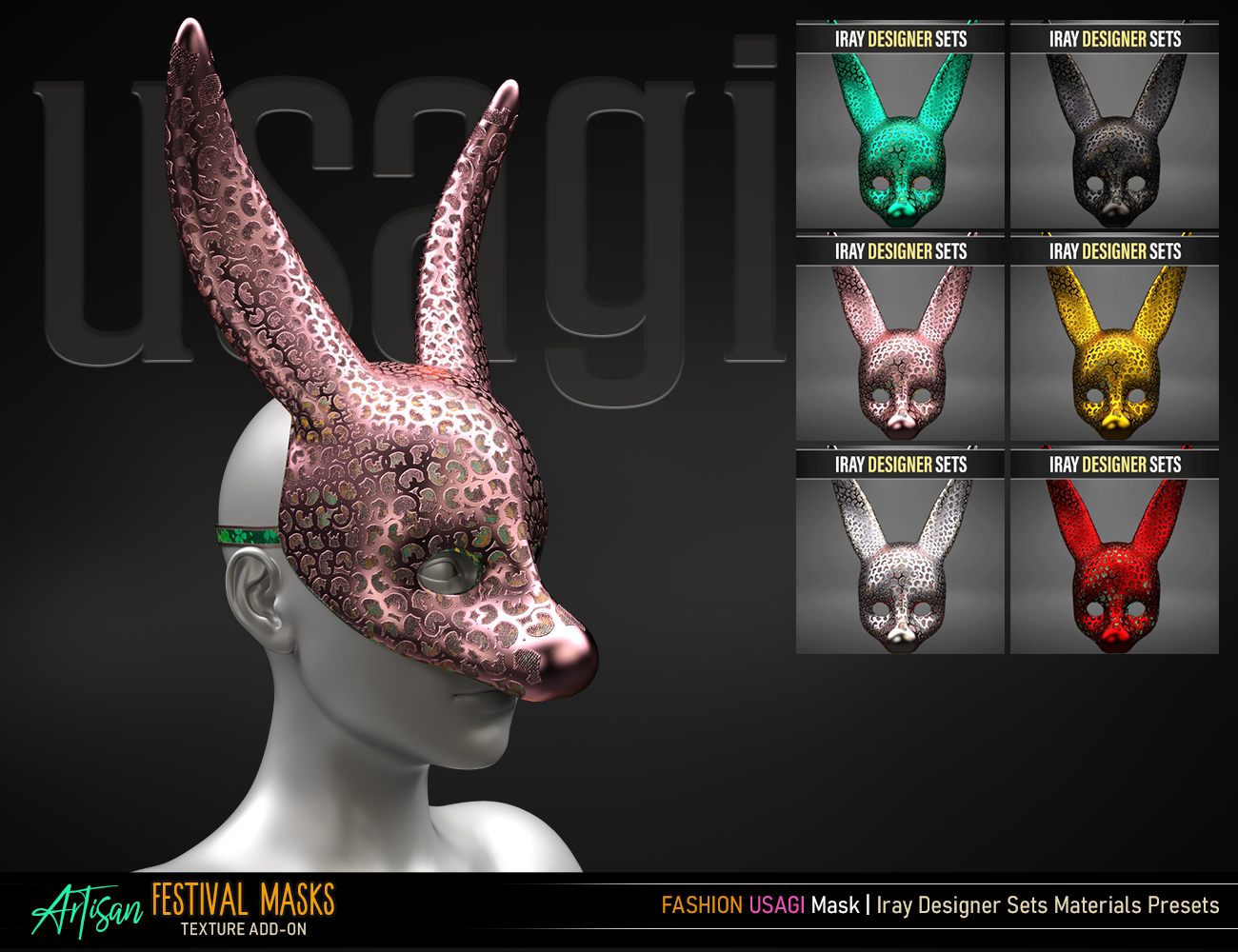 Artisan Festival Masks Add-On by: FenixPhoenixEsid, 3D Models by Daz 3D