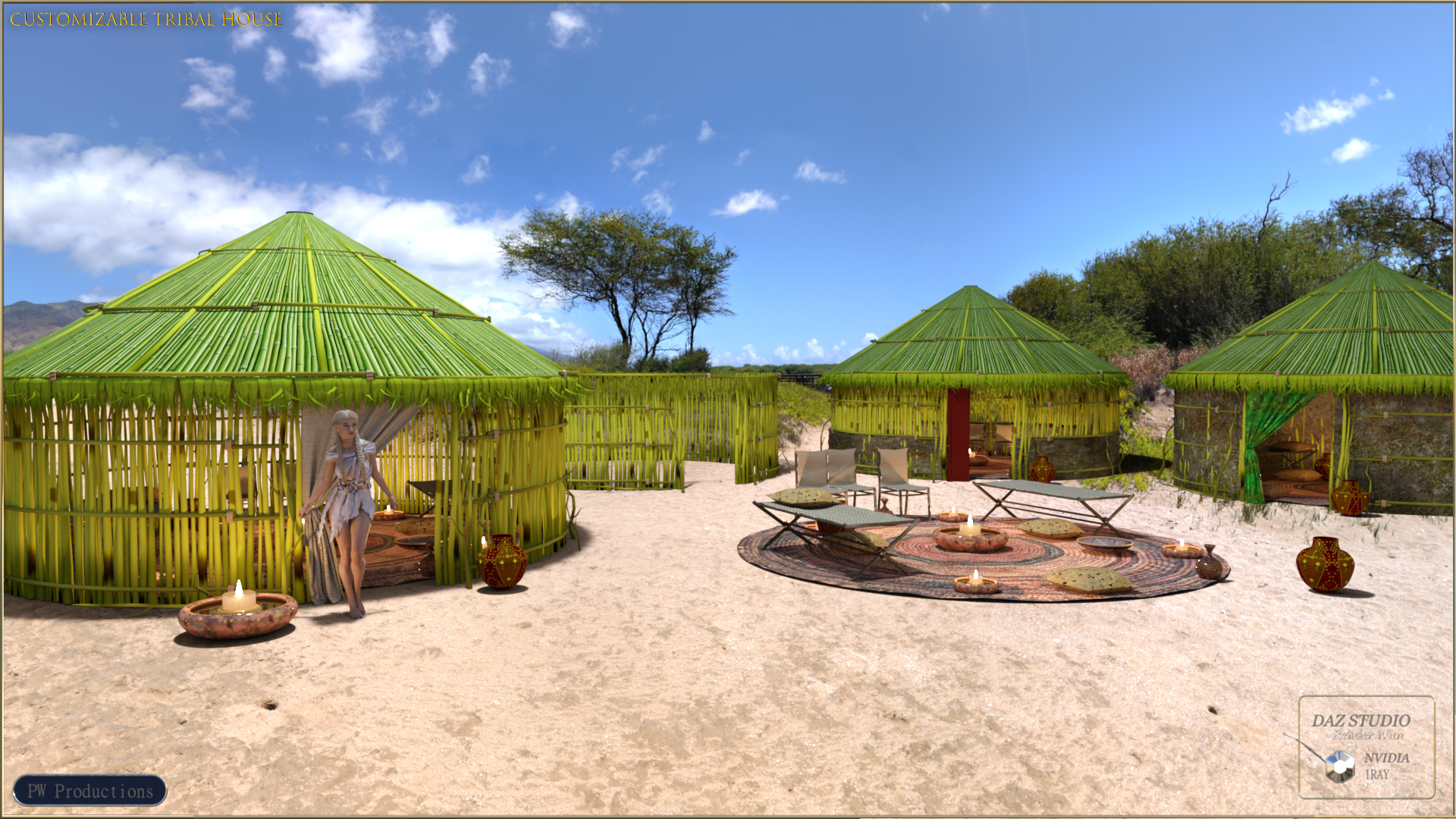 PW Customizable Tribal House by: PW Productions, 3D Models by Daz 3D