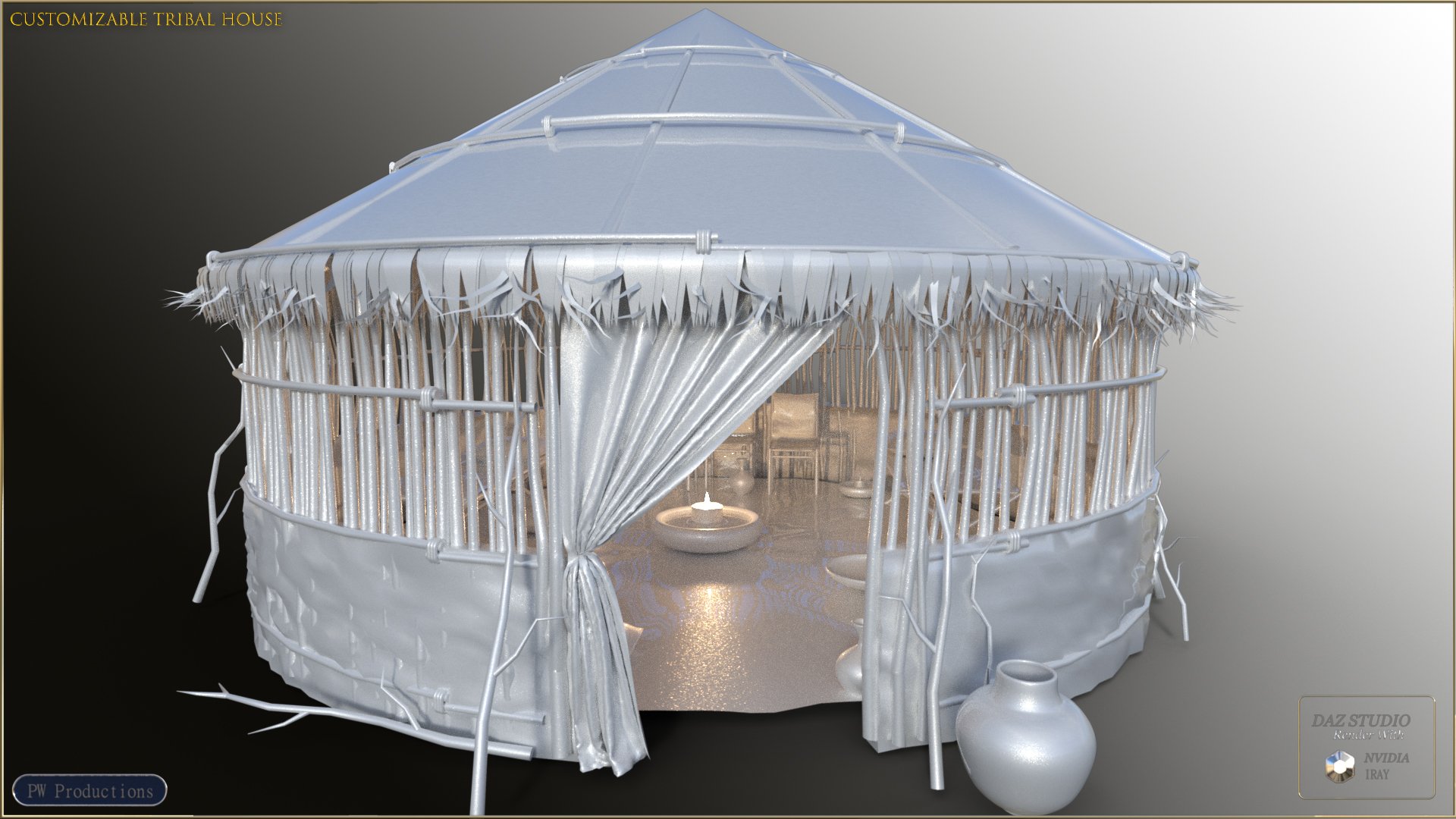 PW Customizable Tribal House PW Customizable Tribal House by: PW Productions, 3D Models by Daz 3D
