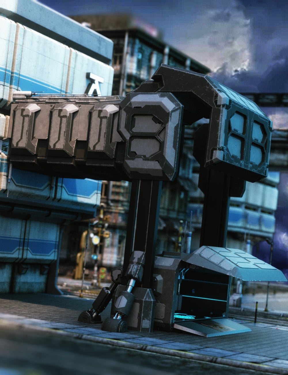 XBIT Future Space Transmission Warehouse Daz 3D