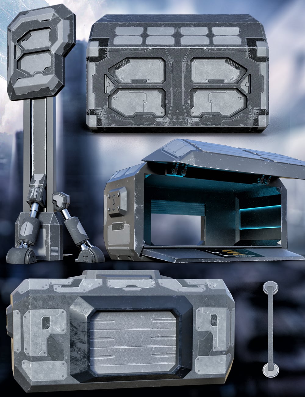 XBIT Future Space Transmission Warehouse Daz 3D