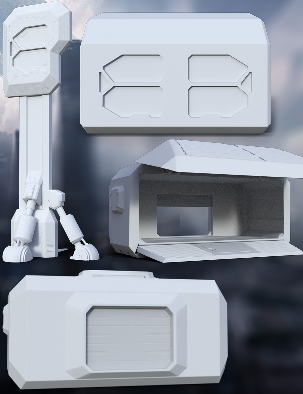 XBIT Future Space Transmission Warehouse Daz 3D