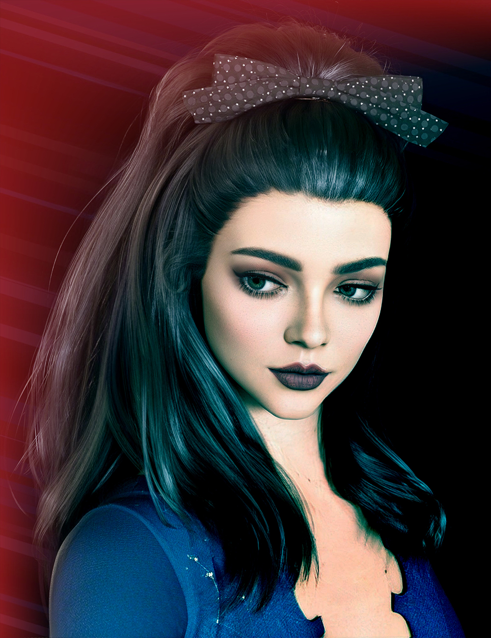 Ribbon Ferreira Hair for Genesis 8 and 8.1 Females Daz 3D