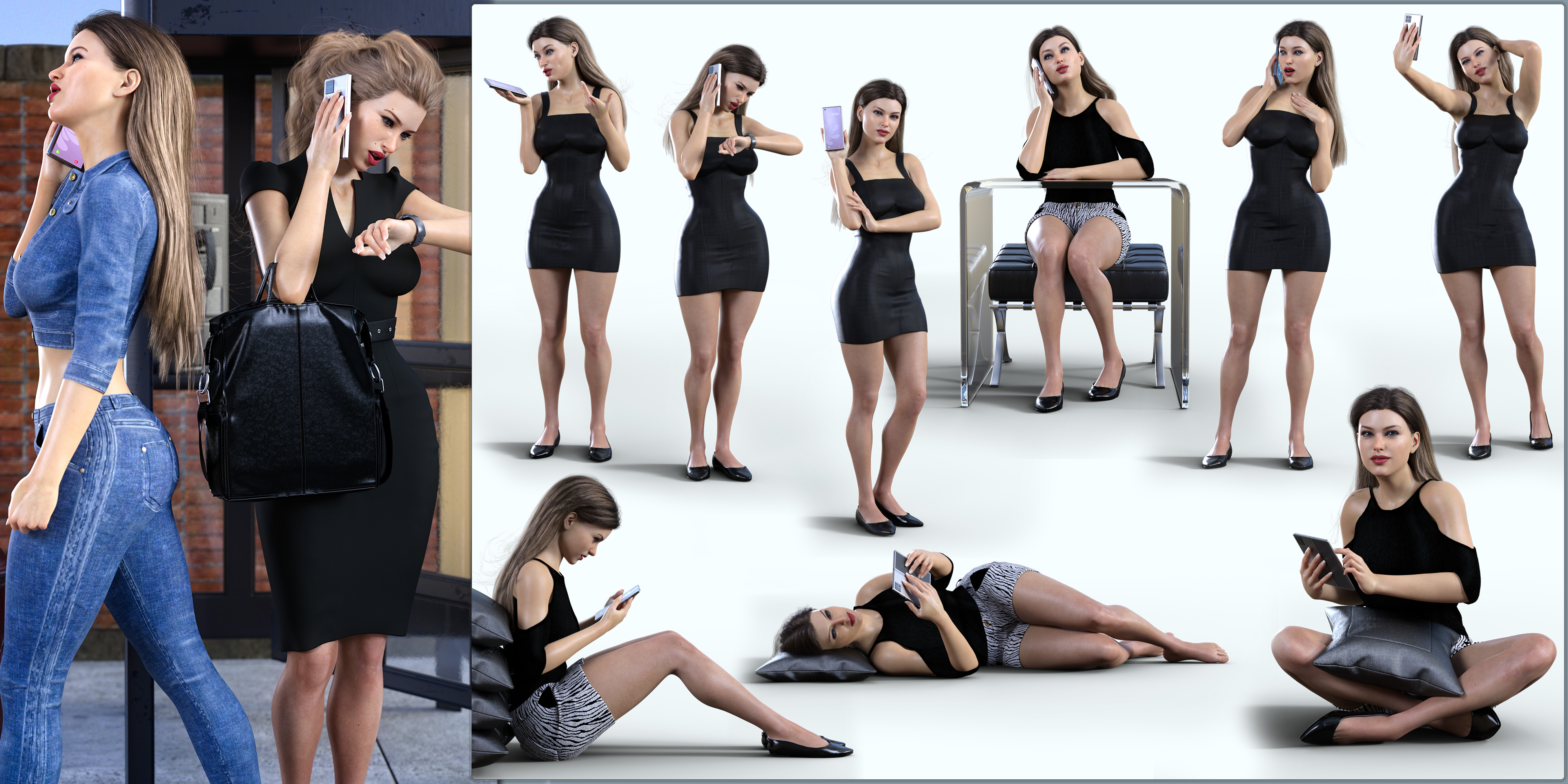 Z Folding Smartphone and Poses Mega Set for Genesis 8 and 8.1 Female by: Zeddicuss, 3D Models by Daz 3D
