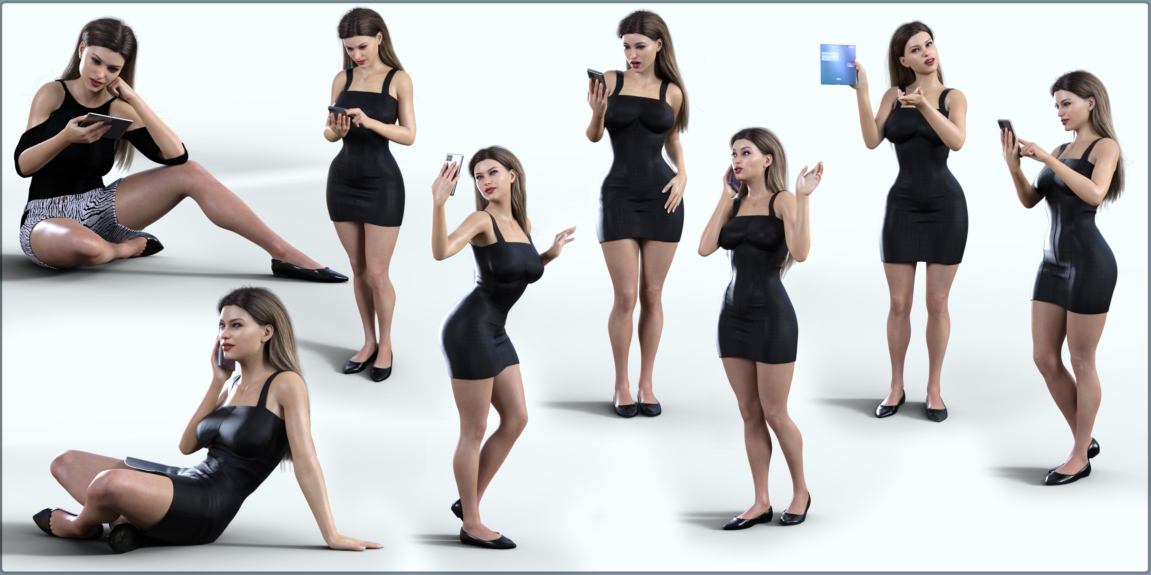 Z Folding Smartphone and Poses Mega Set for Genesis 8 and 8.1 Female by: Zeddicuss, 3D Models by Daz 3D