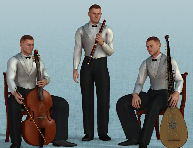 Baroque Trio by: Ness Period Reproductions, 3D Models by Daz 3D