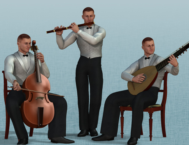 Baroque Trio by: Ness Period Reproductions, 3D Models by Daz 3D