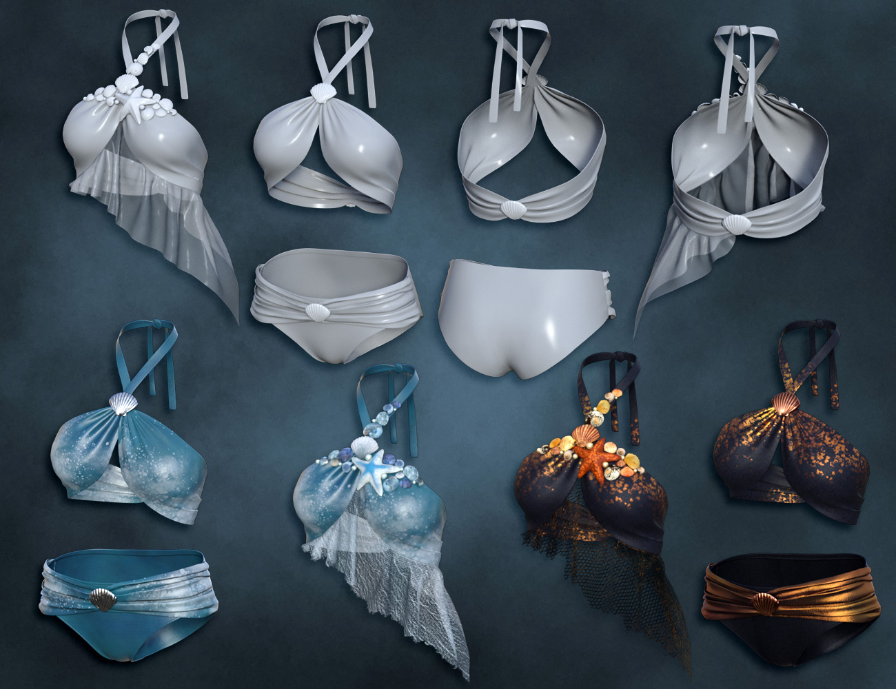 Mermaid Bikini for Genesis 8 and 8.1 Females by: esha, 3D Models by Daz 3D