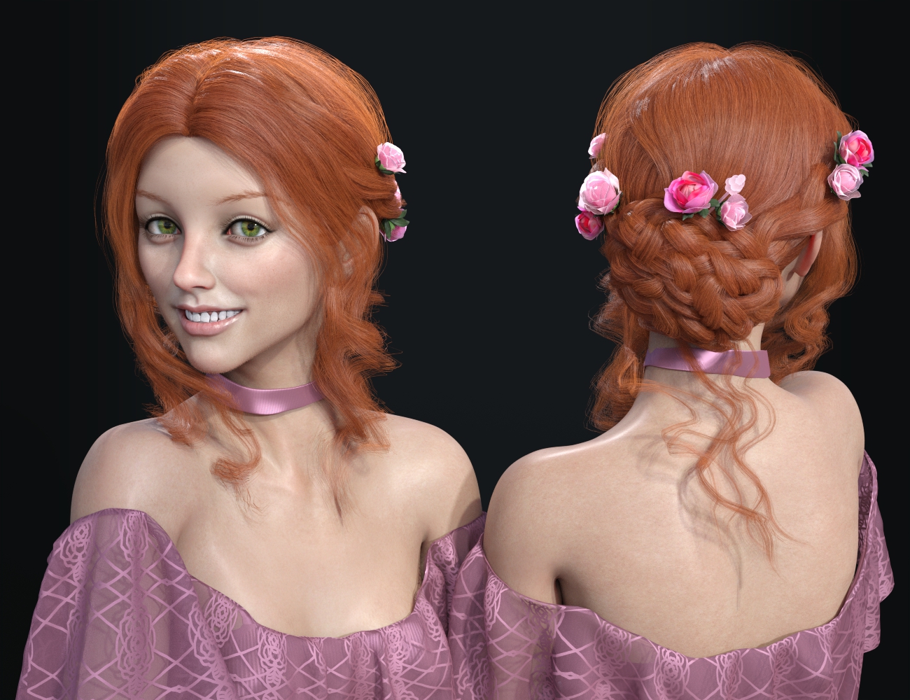 Xue Hair for Genesis 8 and 8.1 Females by: Ergou, 3D Models by Daz 3D