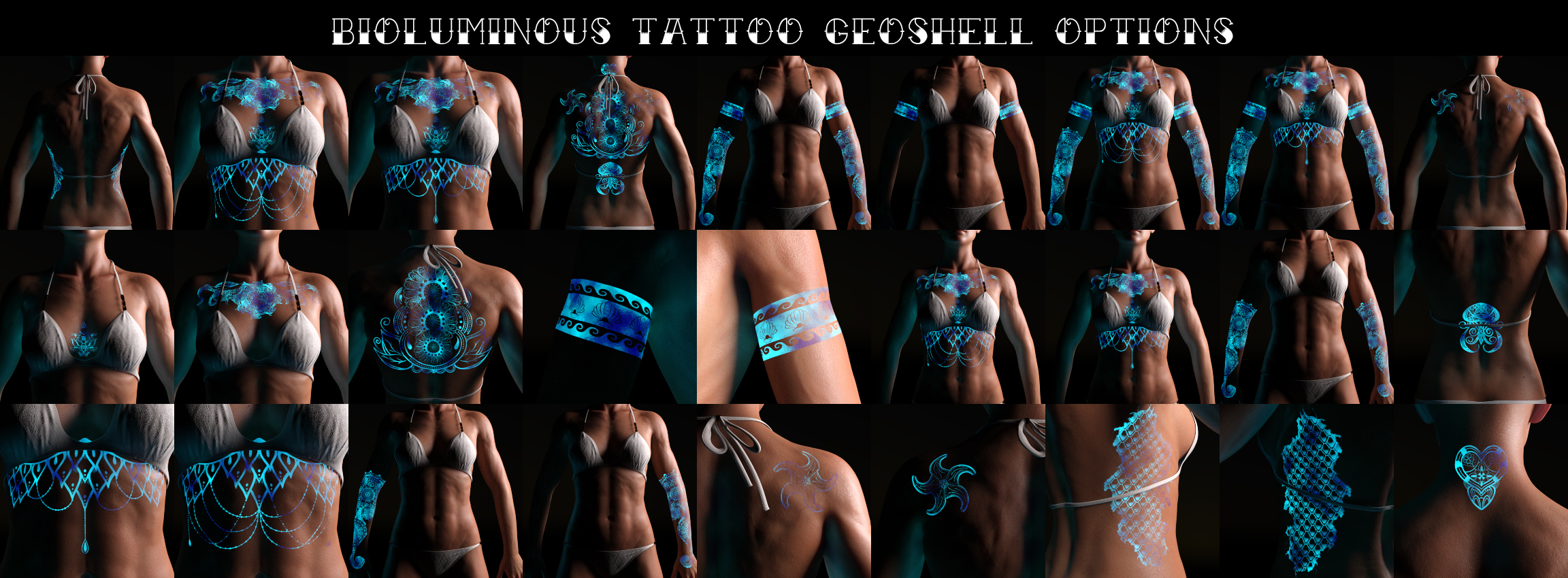 Siren Soul: Bioluminous Tattoos for Genesis 8 and 8.1 Female and Coral 8.1 by: Skyewolf, 3D Models by Daz 3D