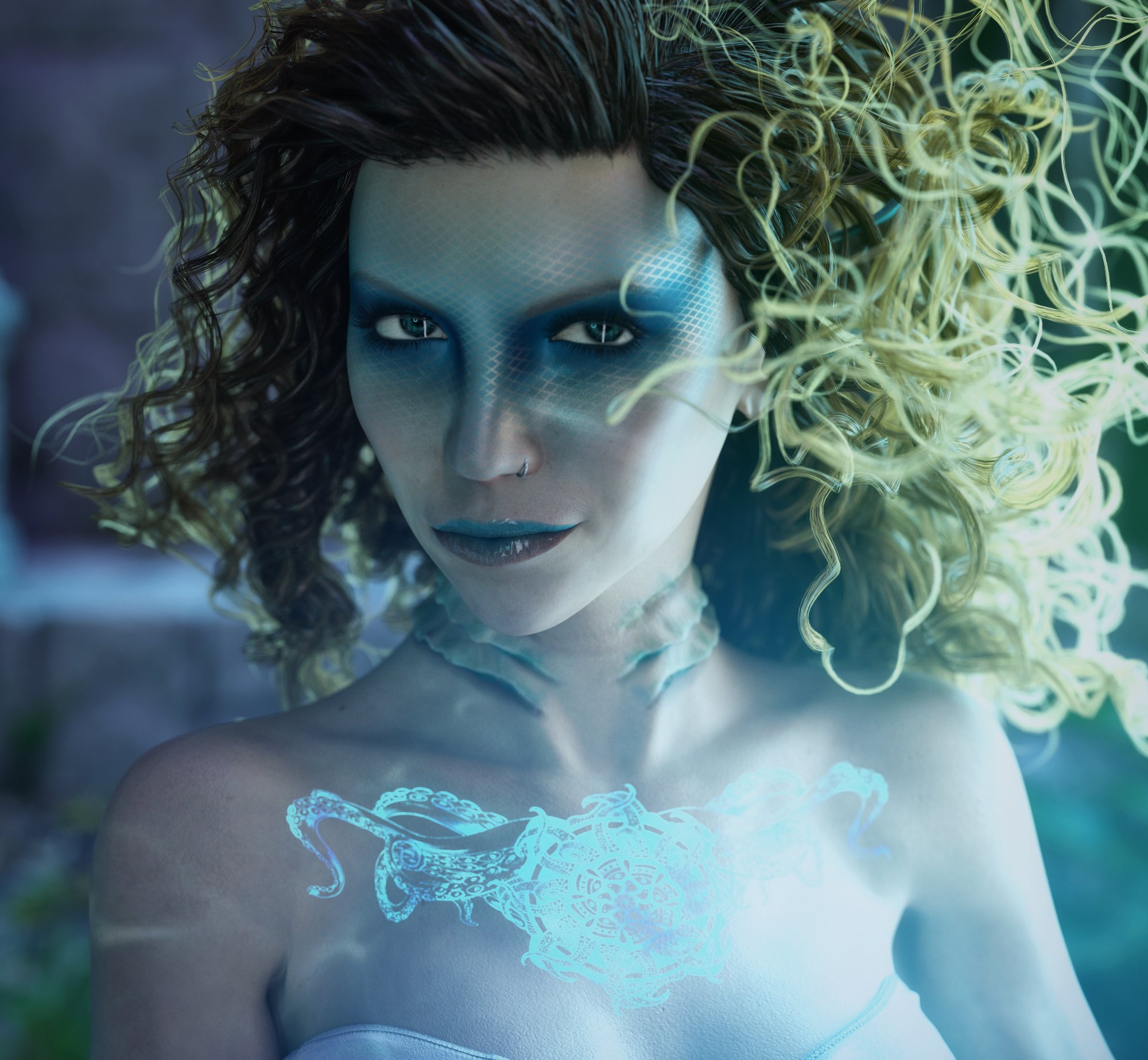 Siren Soul: Bioluminous Tattoos for Genesis 8 and 8.1 Female and Coral 8.1 by: Skyewolf, 3D Models by Daz 3D