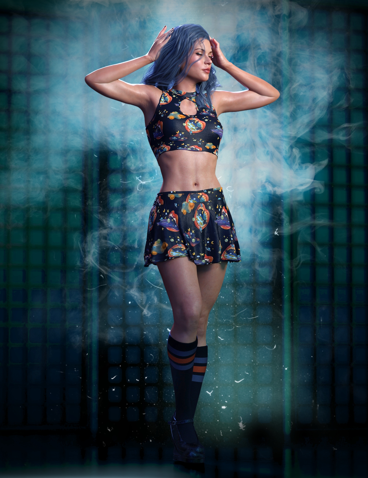 dForce Sugar Rush Outfit - Goth Candy Textures by: Lyoness, 3D Models by Daz 3D