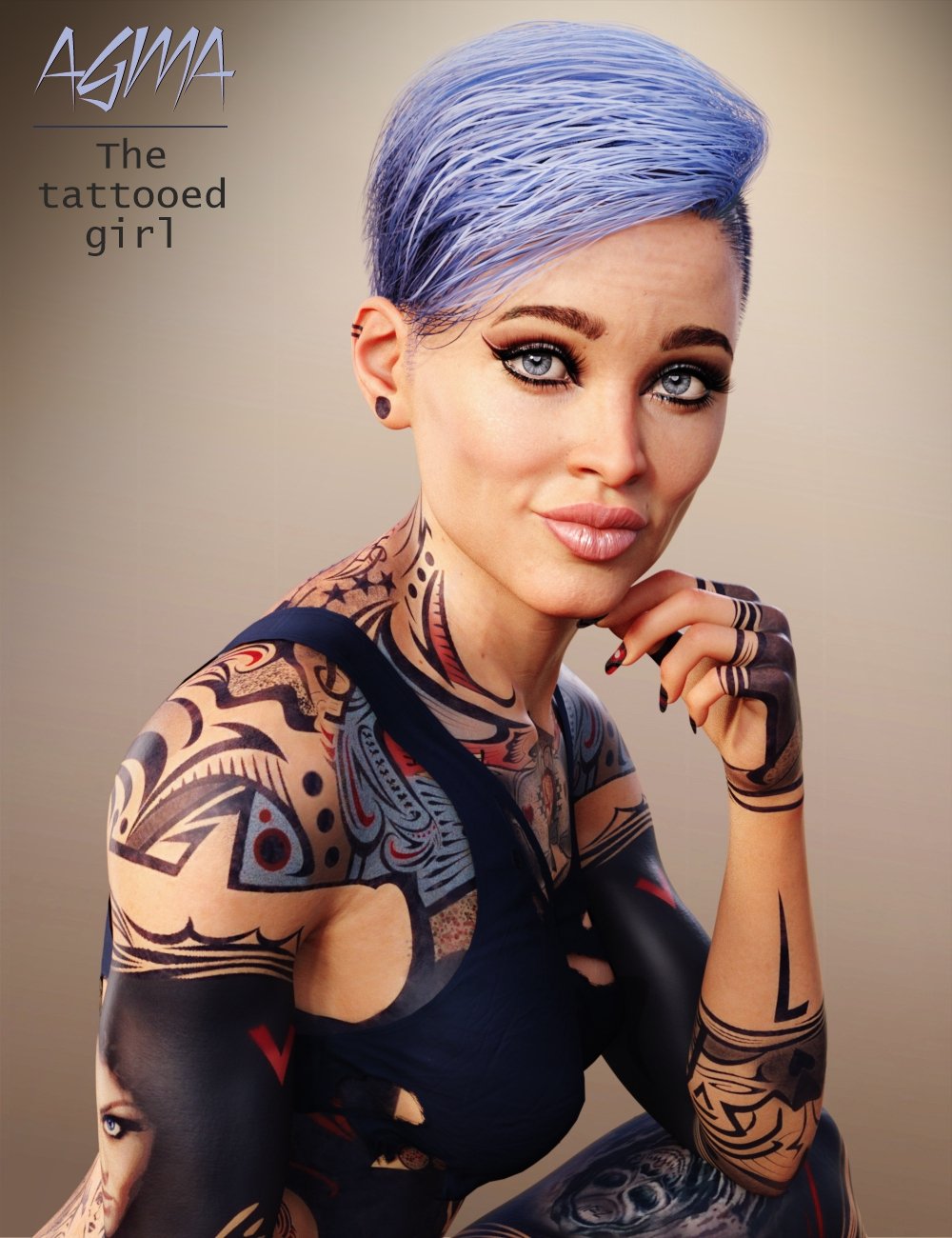 Agma - The Tattooed Girl for Genesis 8 and 8.1 Females