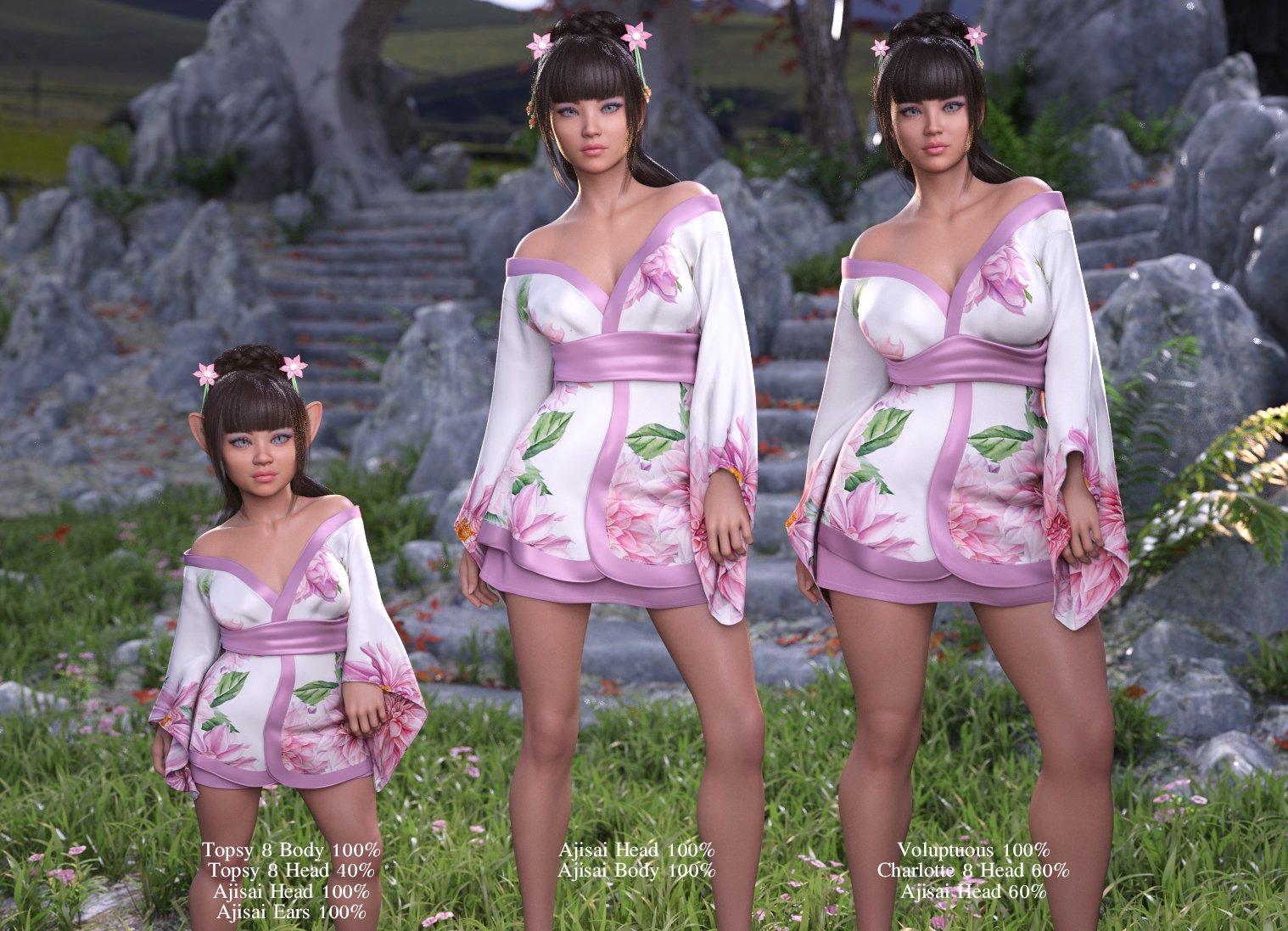 dForce Koharu Kimono for Genesis 8 Female by: JessaiiDemonicaEvilius, 3D Models by Daz 3D