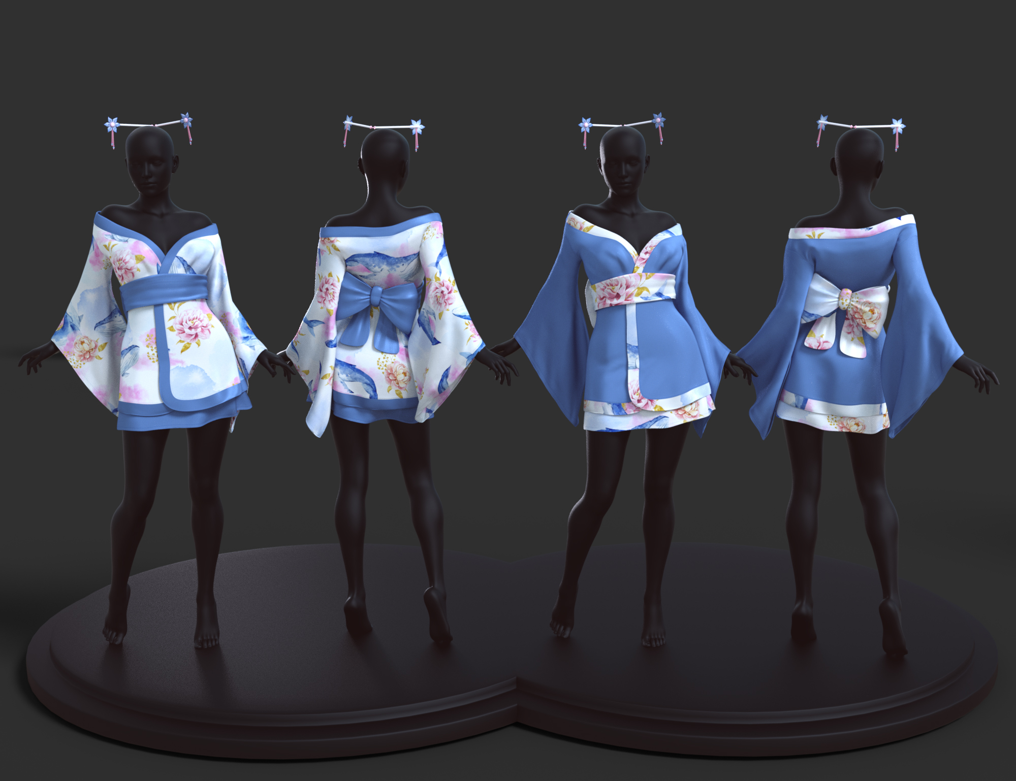 dForce Koharu Kimono Textures by: JessaiiDemonicaEvilius, 3D Models by Daz 3D