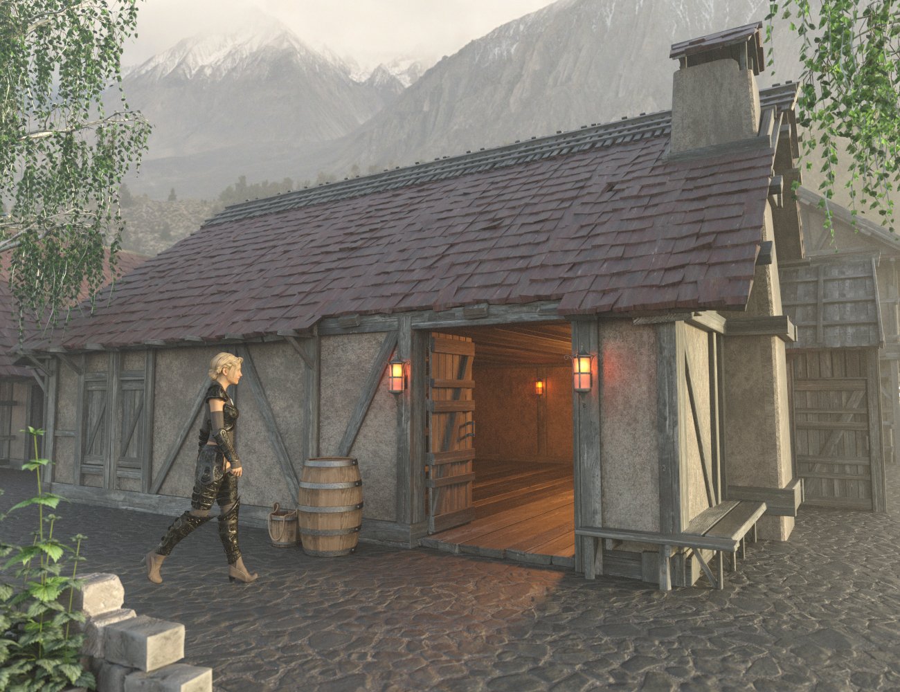 Stonewood Houses by: Enterables, 3D Models by Daz 3D