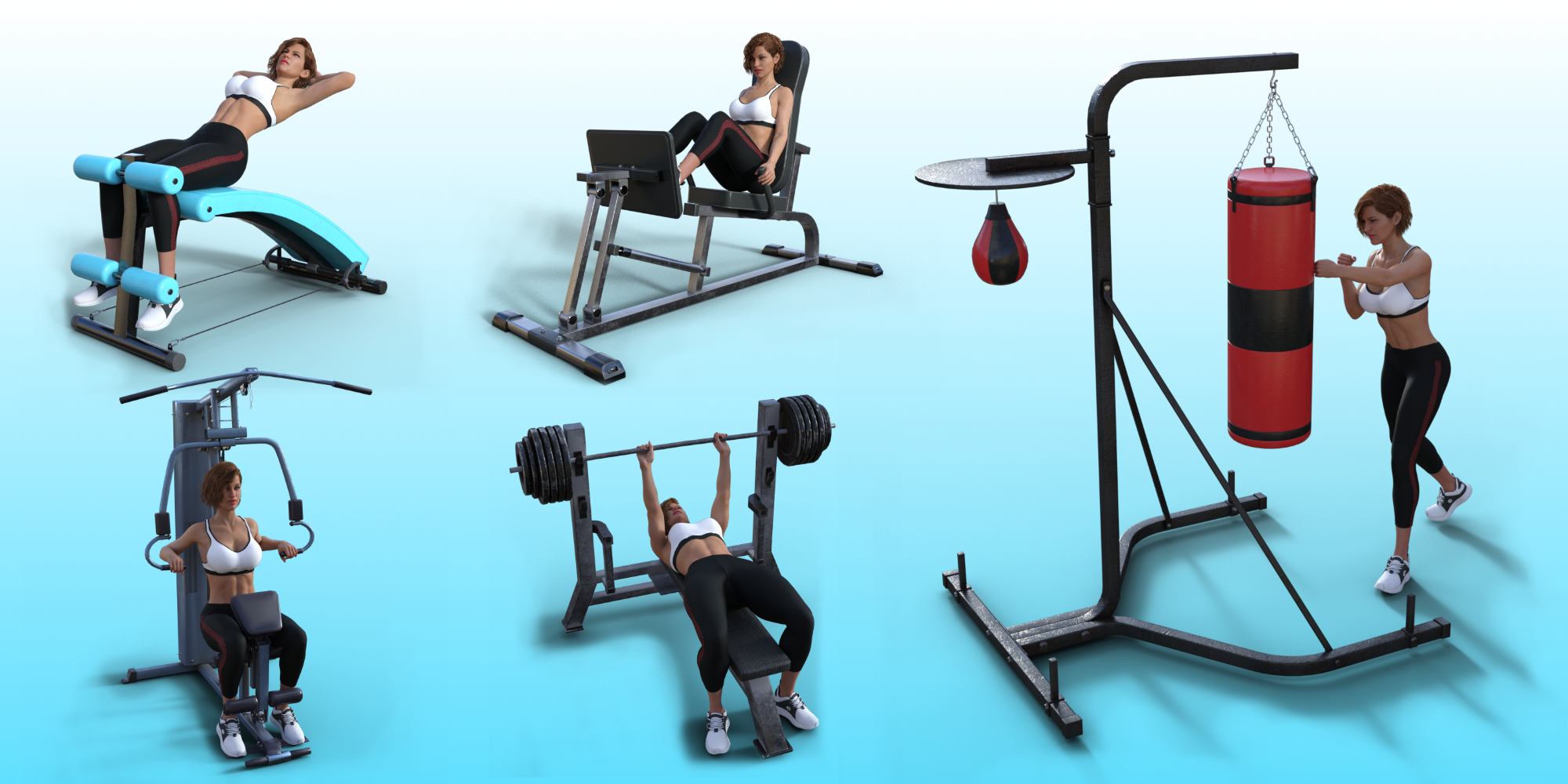 FG Fitness Equipment and Poses for Genesis 8 and 8.1 Females by: Fugazi1968Ironman, 3D Models by Daz 3D