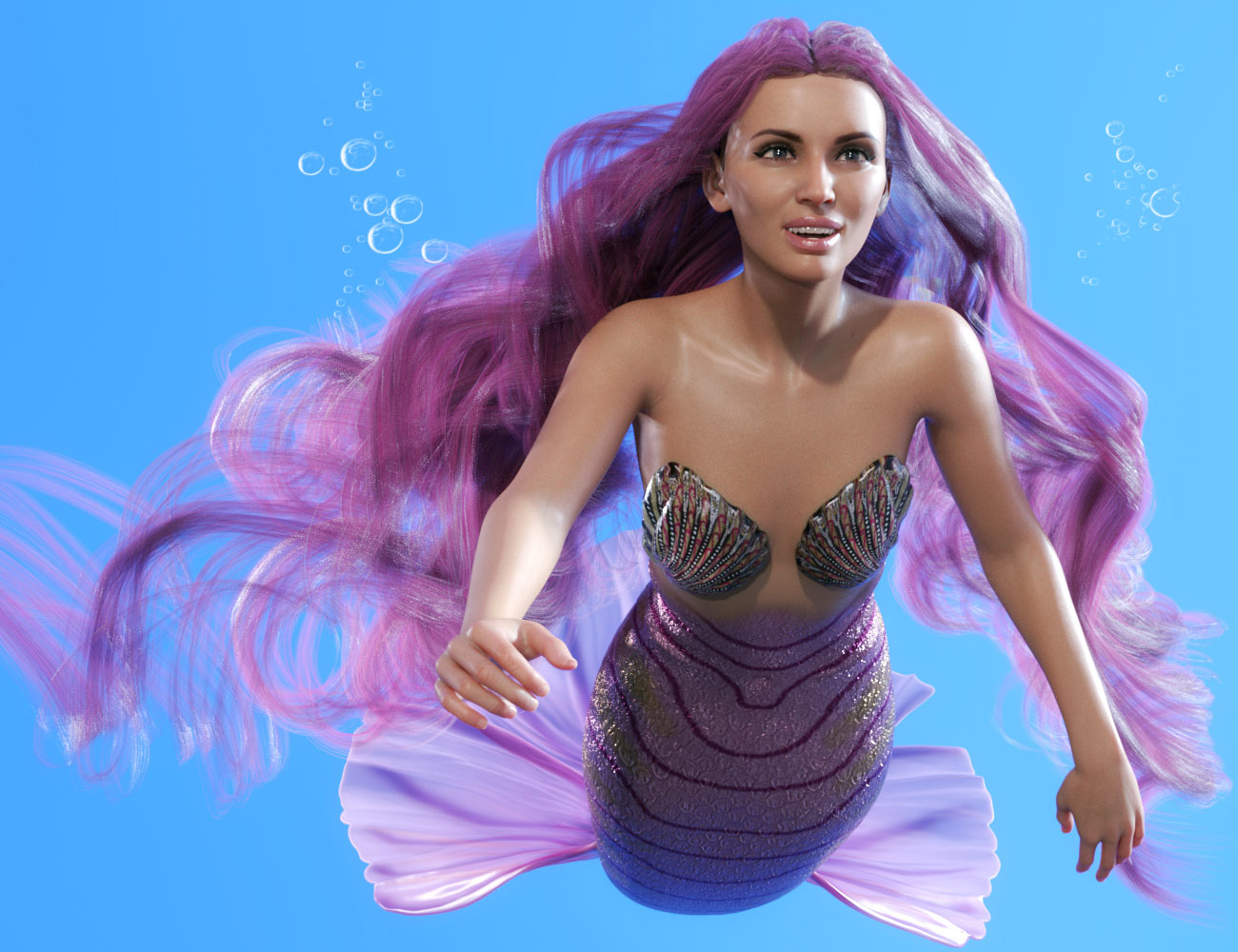 PhilW's Mermaid Hair for Genesis 8 and 8.1 Females by: PhilW, 3D Models by Daz 3D
