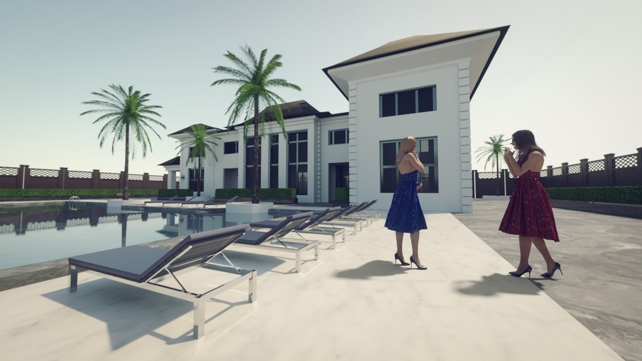 30 HDRIs - Luxury Pool Mansion Day by: Dreamlight, 3D Models by Daz 3D