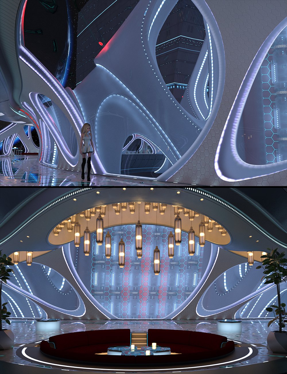 Starliner - Hallway & Lounge by: MarieL, 3D Models by Daz 3D