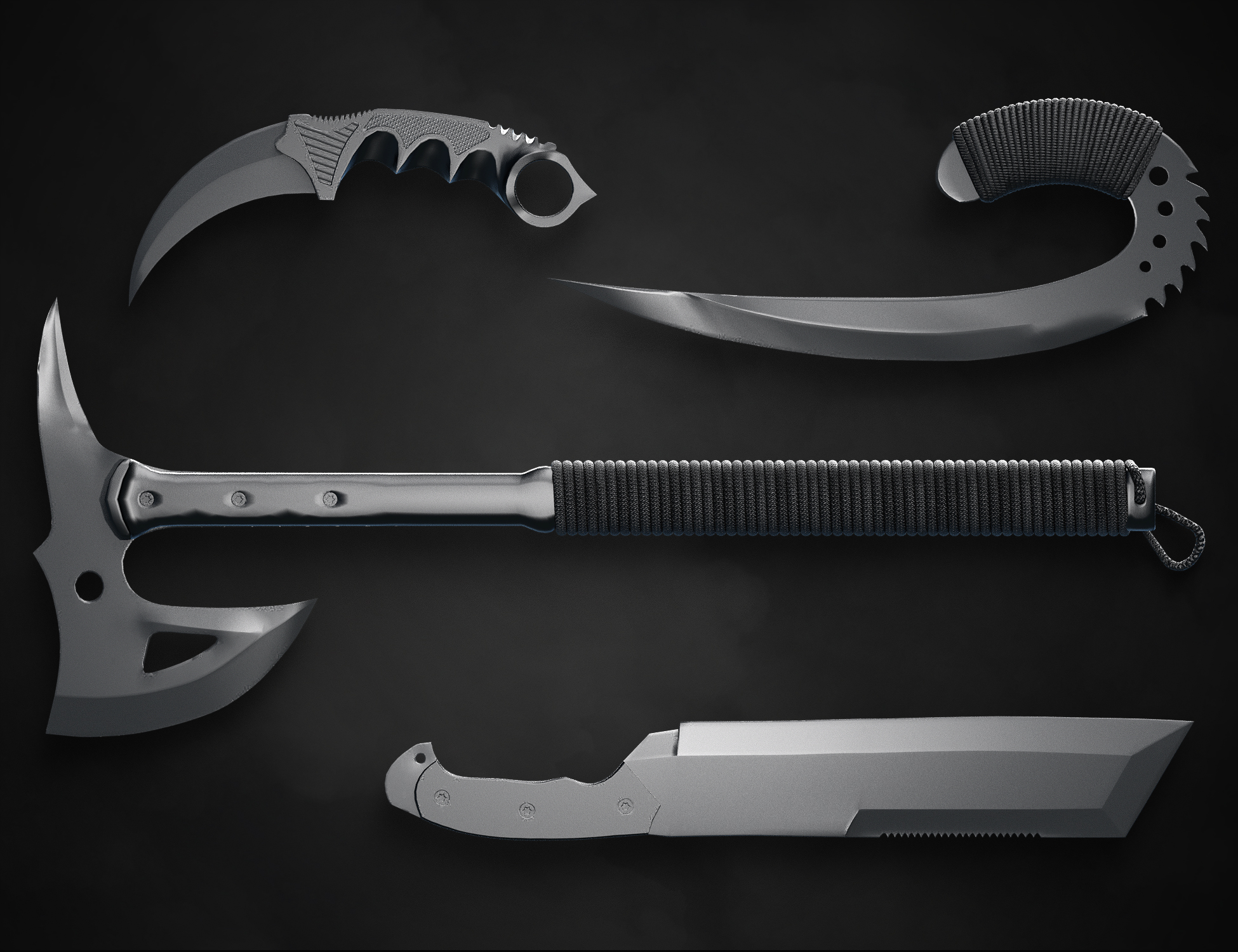 Hunting Tactical Knife Set for Genesis 8 by: fjaa3d, 3D Models by Daz 3D
