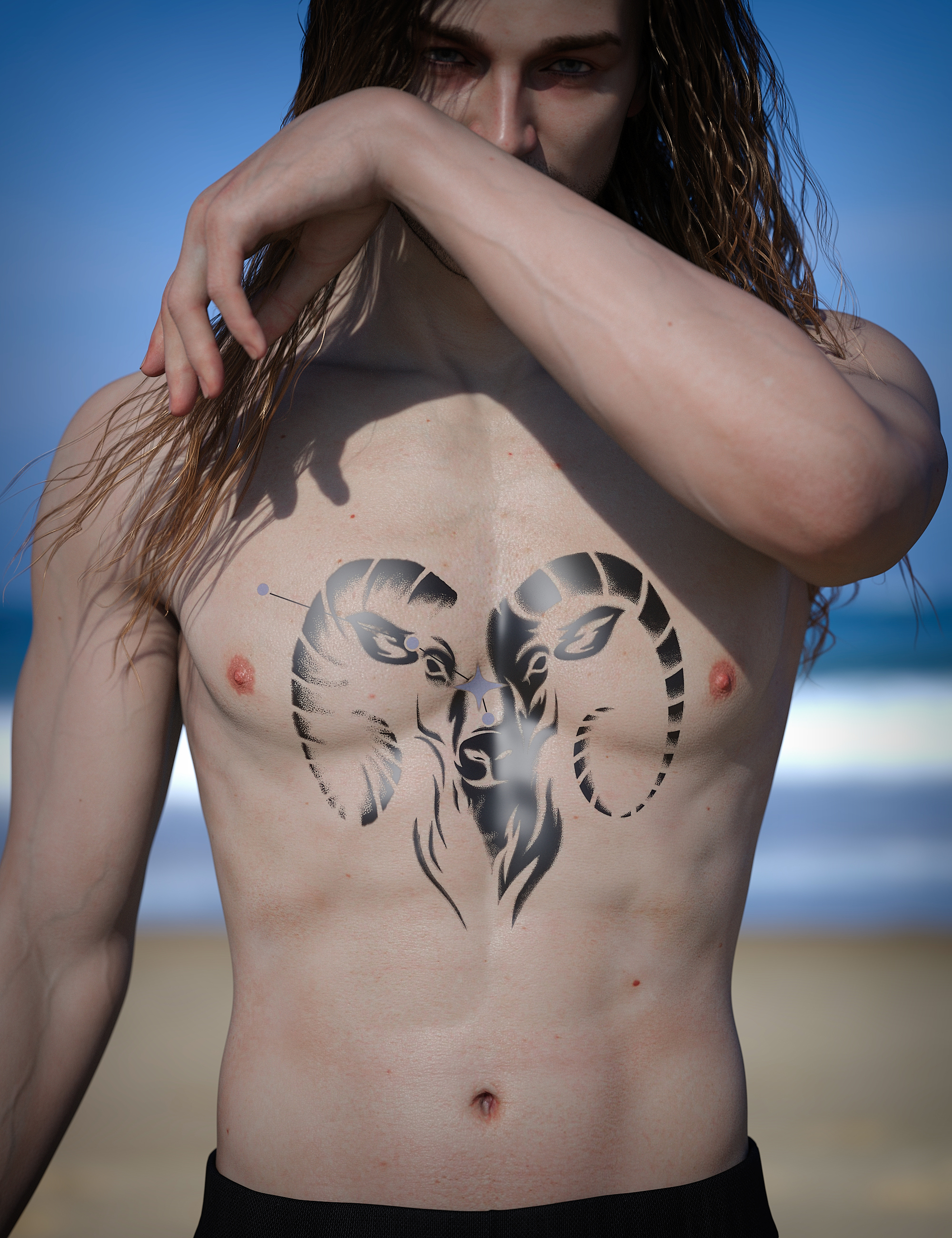 Aries Zodiac Tattoos for Genesis 8.1 by: SR3, 3D Models by Daz 3D