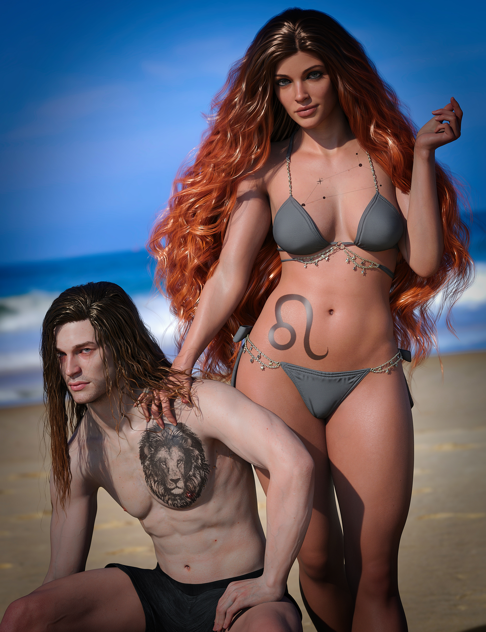 Leo Zodiac Tattoo for Genesis 8.1 by: SR3, 3D Models by Daz 3D