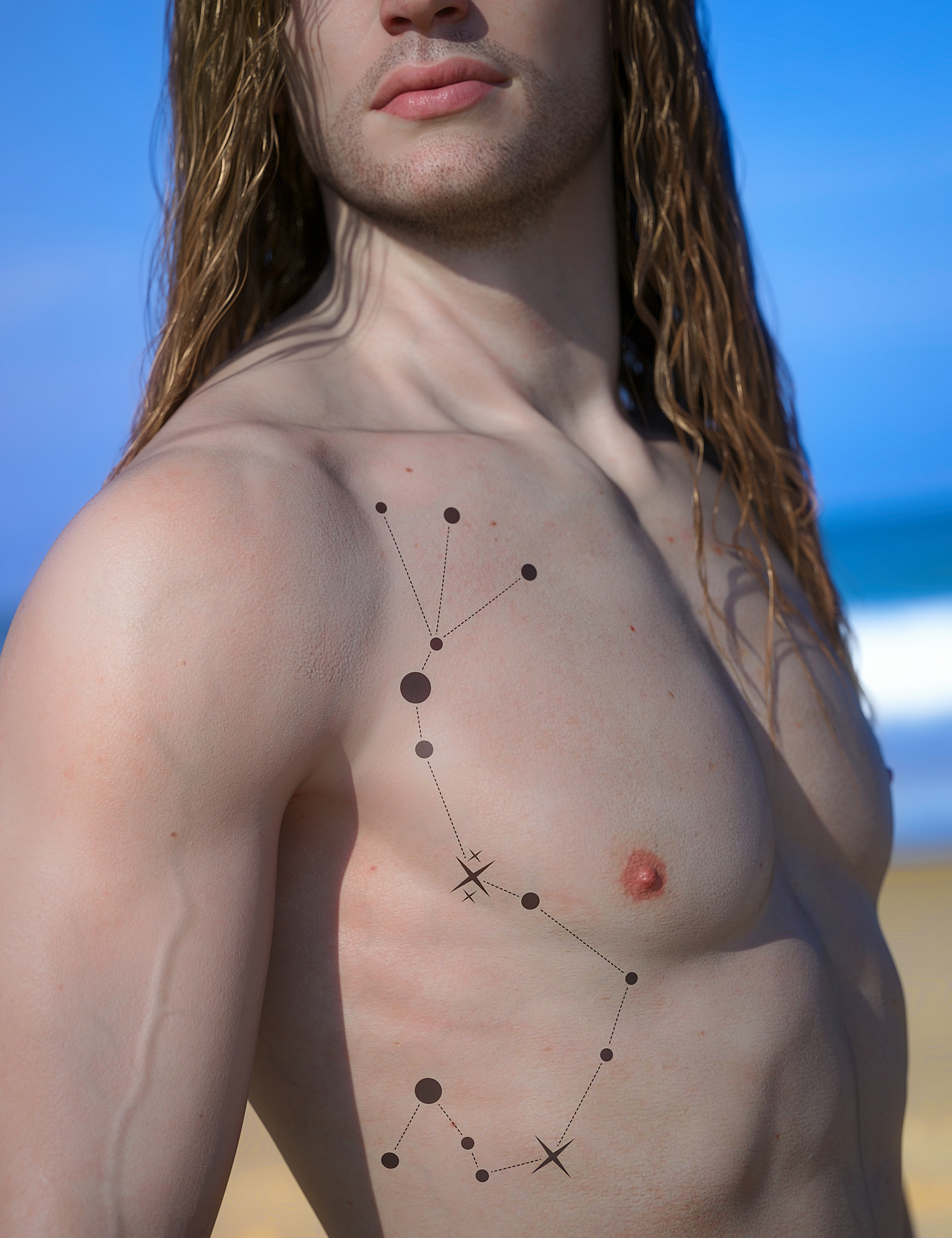 Scorpio Zodiac Tattoo for Genesis 8.1 by: SR3, 3D Models by Daz 3D