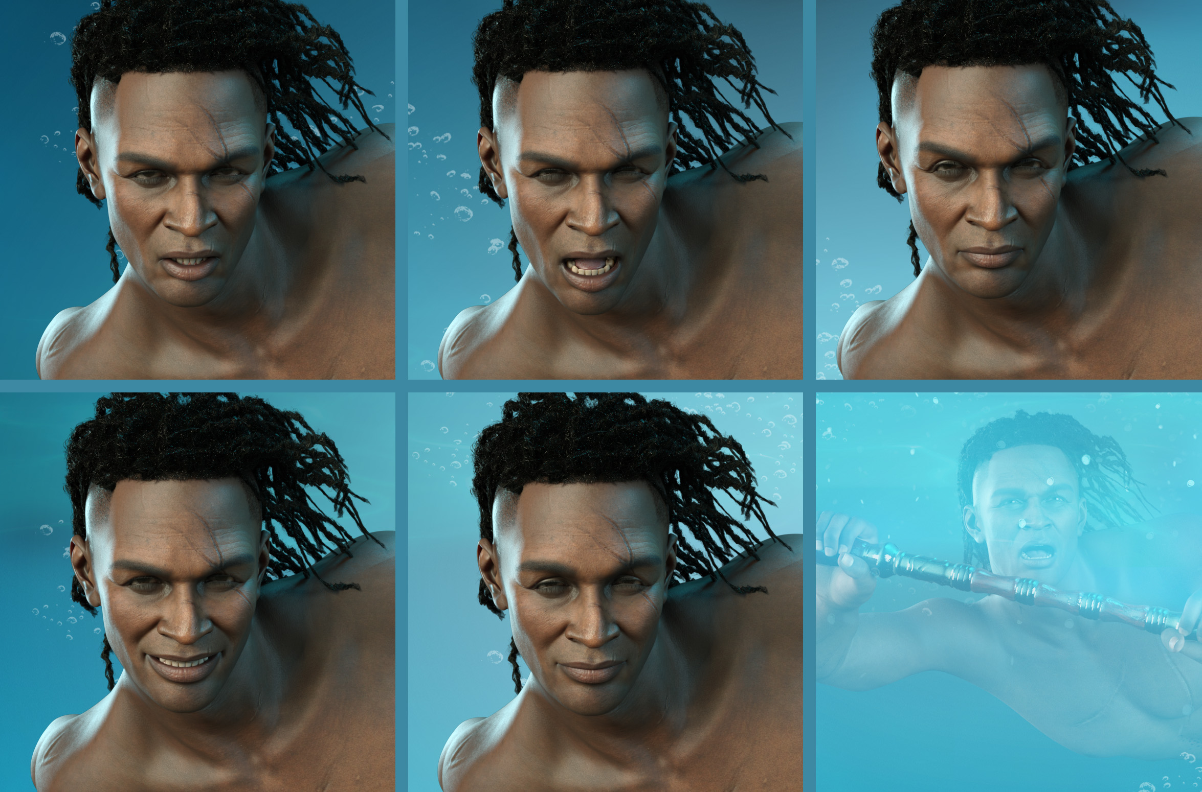 Z Deep Waters Poses and Expressions for Zale 8.1 by: Zeddicuss, 3D Models by Daz 3D