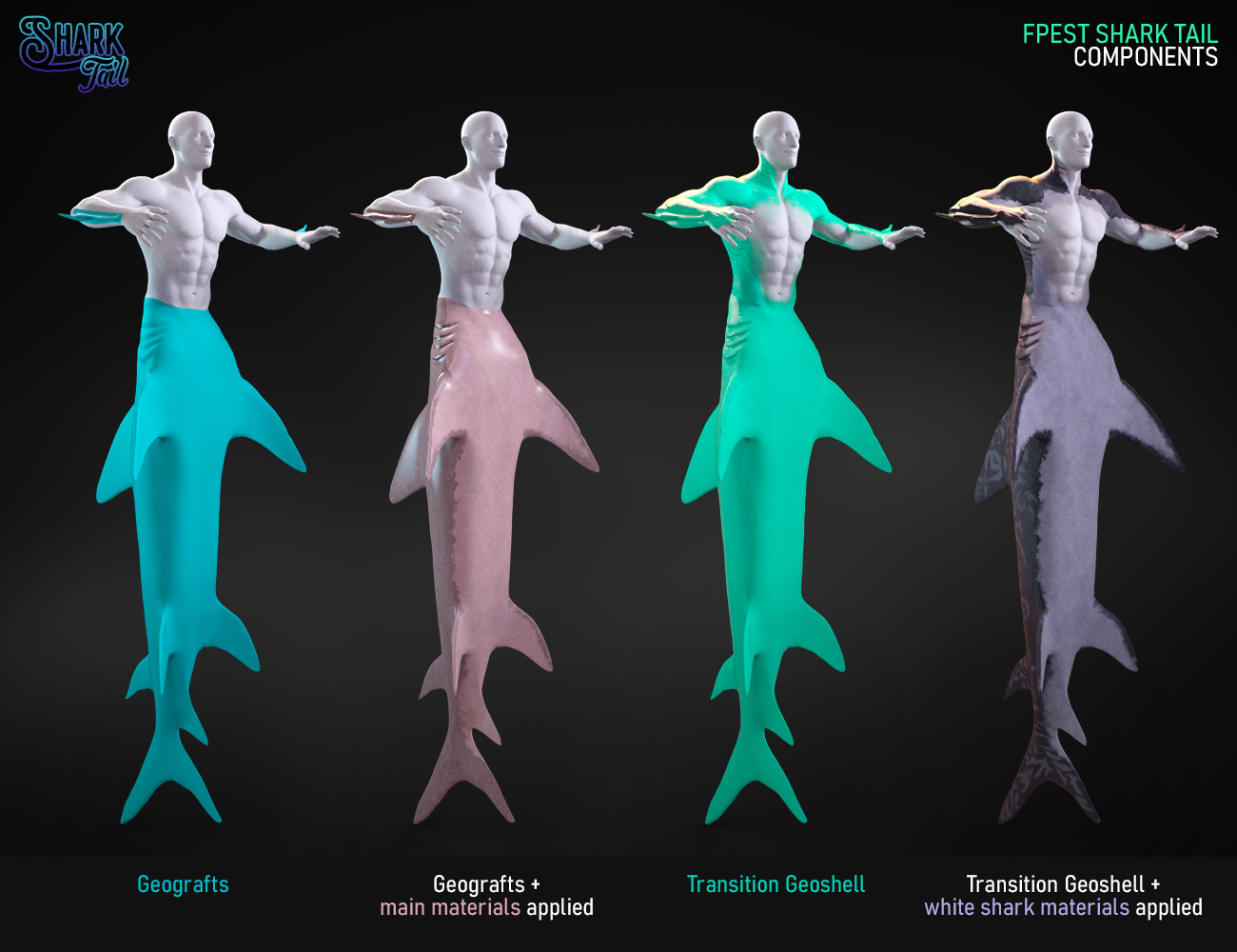 Shark Tail for Genesis 8 Males by: FenixPhoenixEsid, 3D Models by Daz 3D