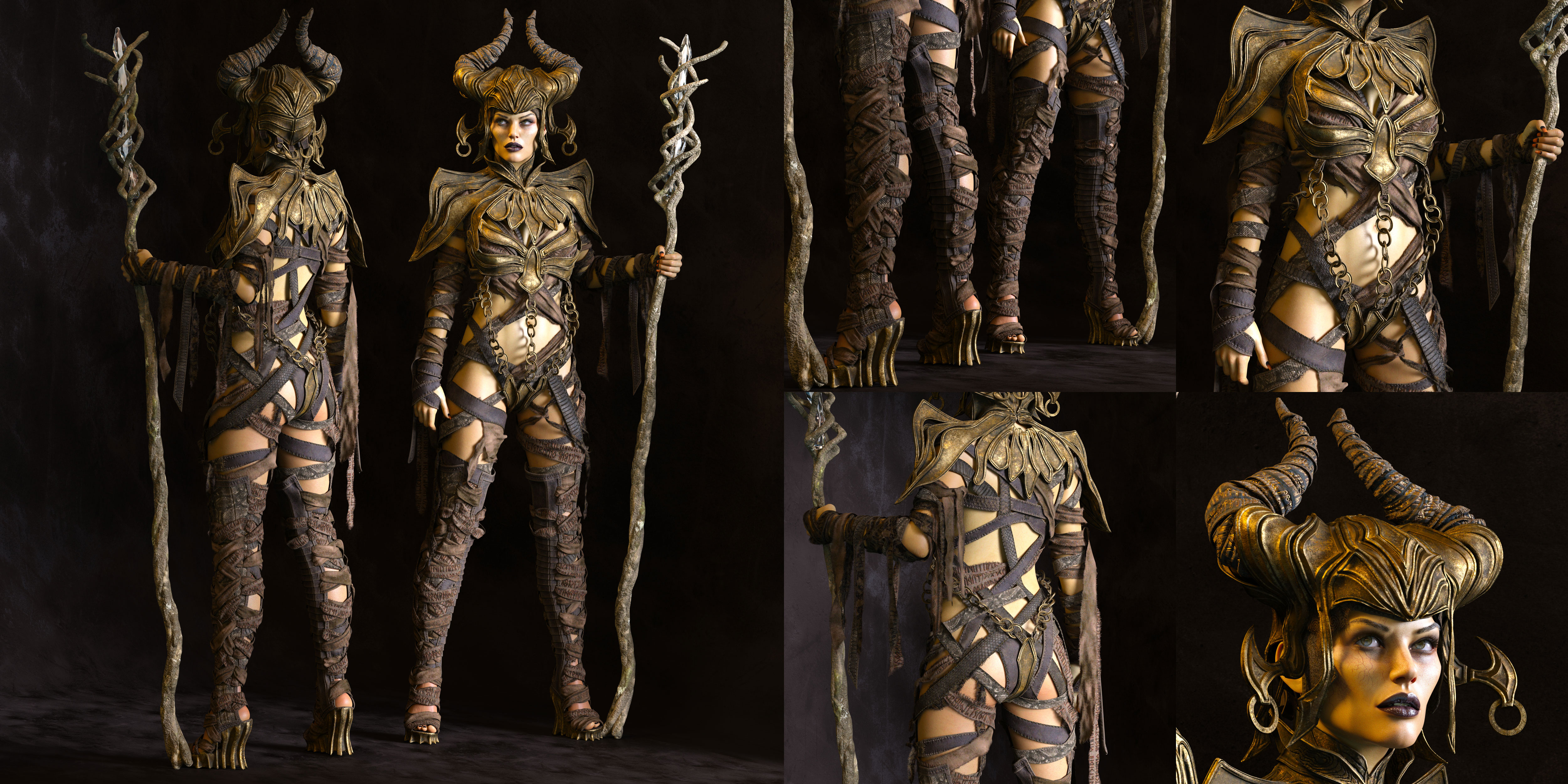 Black Magic Queen Outfit with dForce for Genesis 8 and 8.1 Females by: Linday, 3D Models by Daz 3D