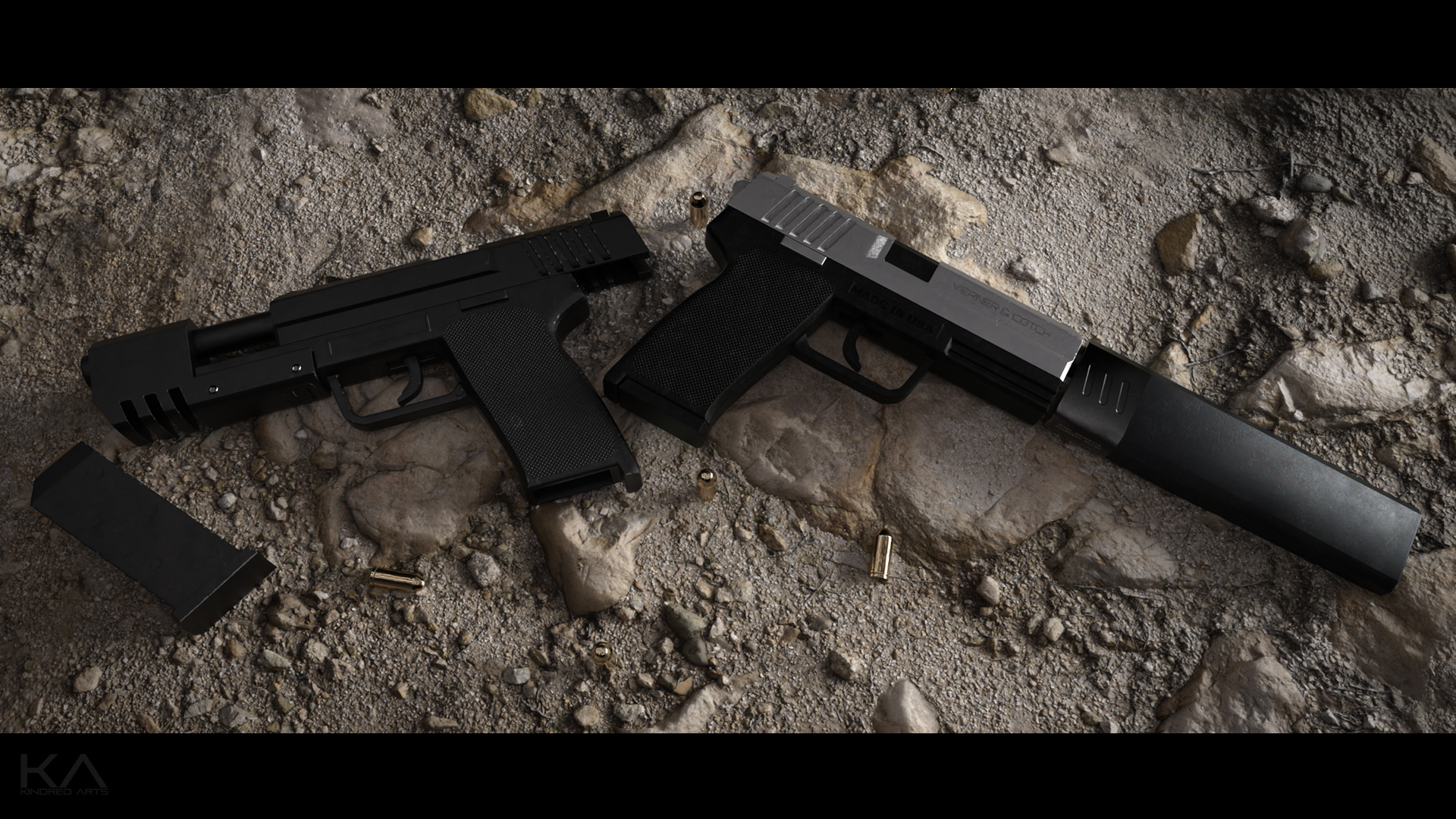 KACC G9R Pistol and Poses for Genesis 8 by: KindredArts, 3D Models by Daz 3D