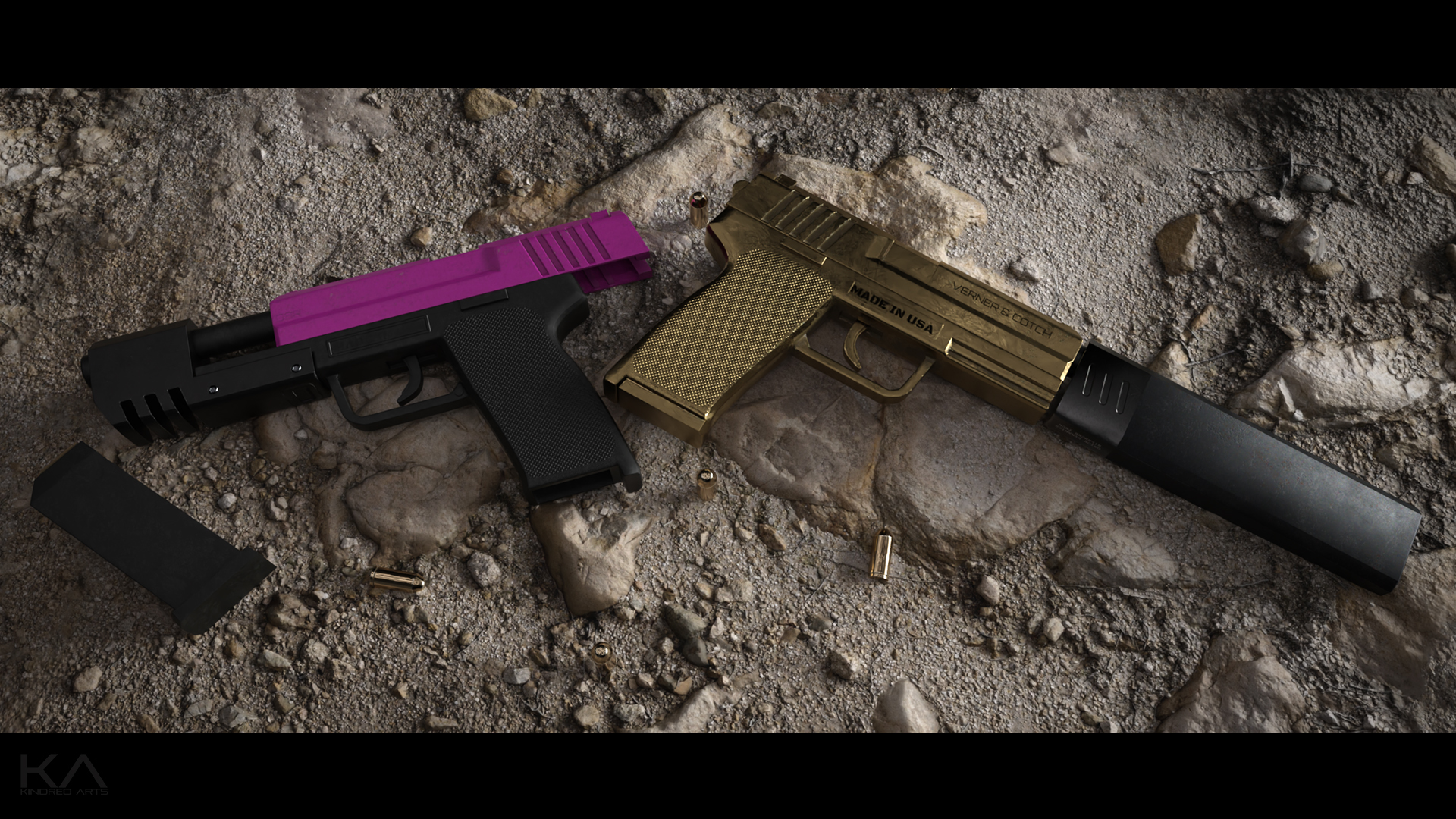 KACC G9R Pistol and Poses for Genesis 8 by: KindredArts, 3D Models by Daz 3D