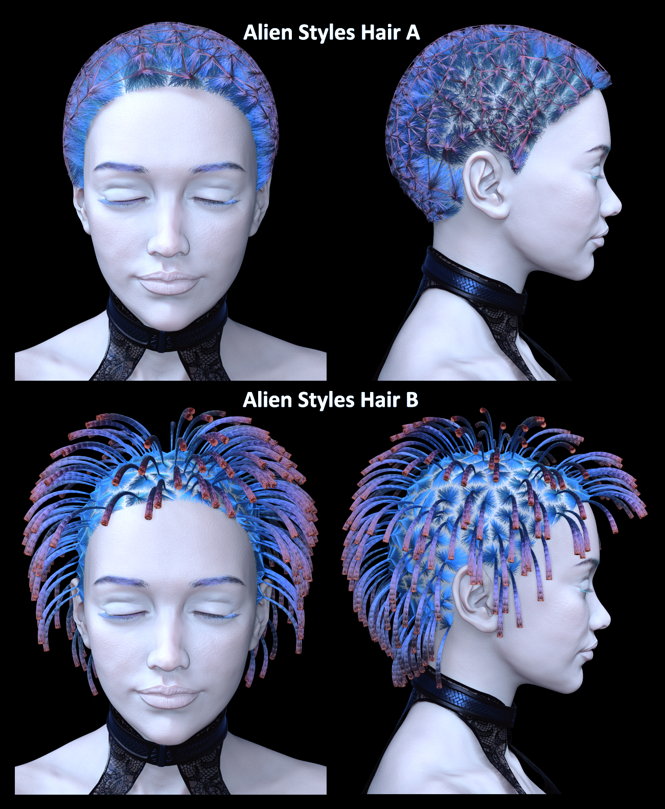 Alien Styles Hair for Genesis 8 Females | Daz 3D