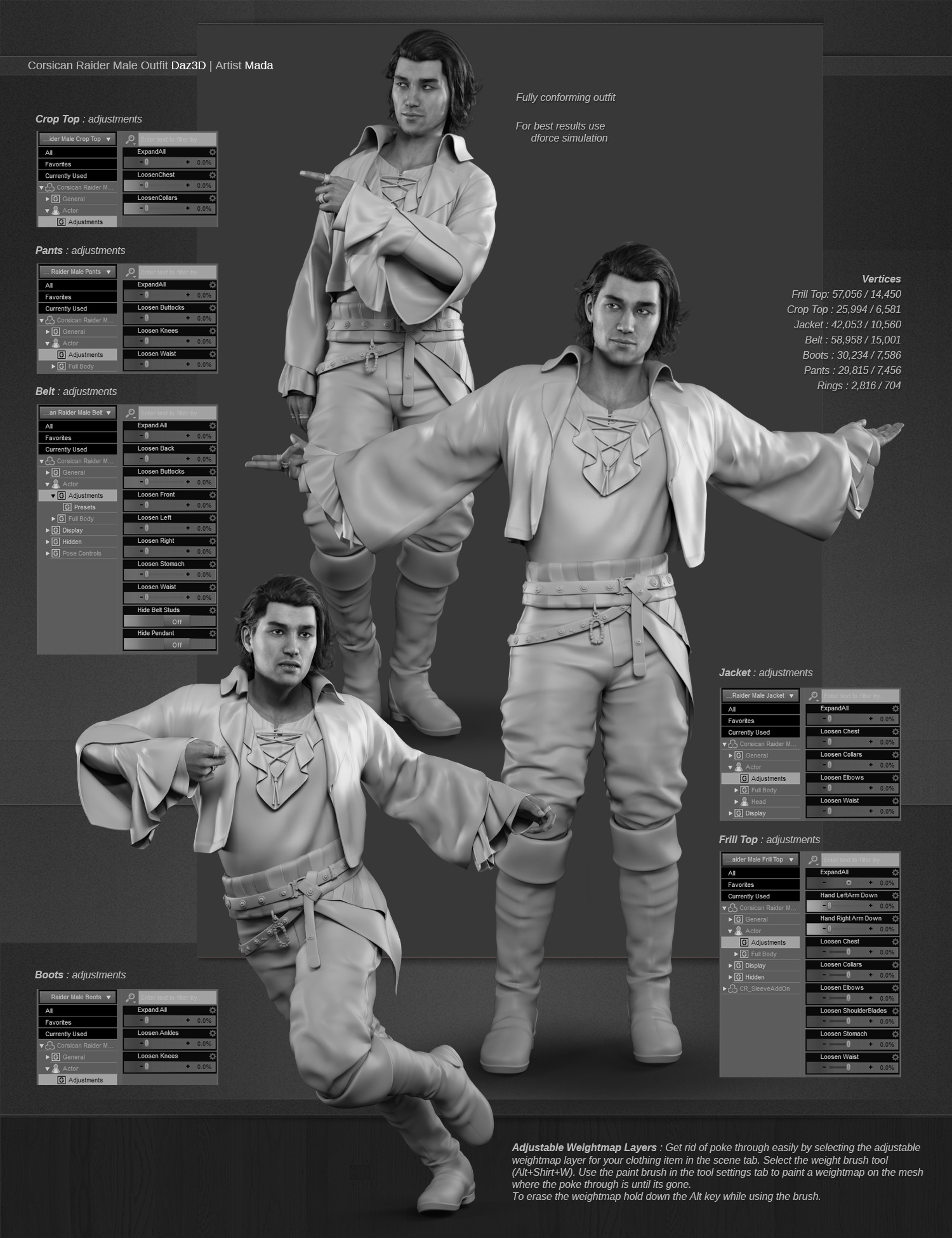dForce Corsican Raider Outfit for Genesis 8 and 8.1 Males by: MadaShox-Design, 3D Models by Daz 3D